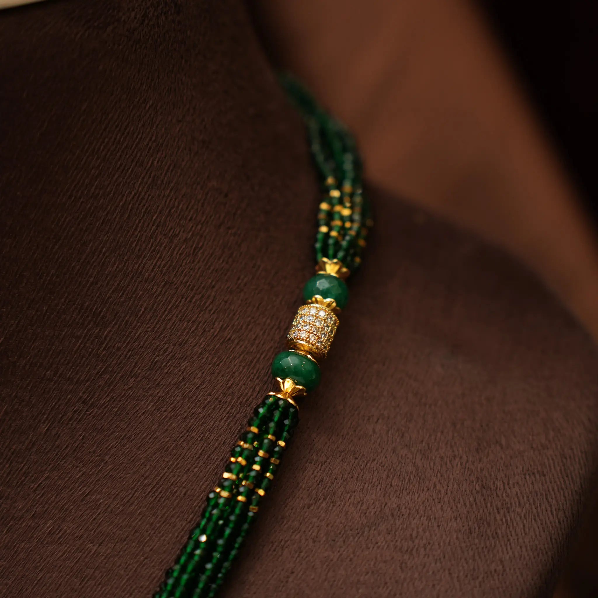 Olivia Beaded Zircon Necklace - Green