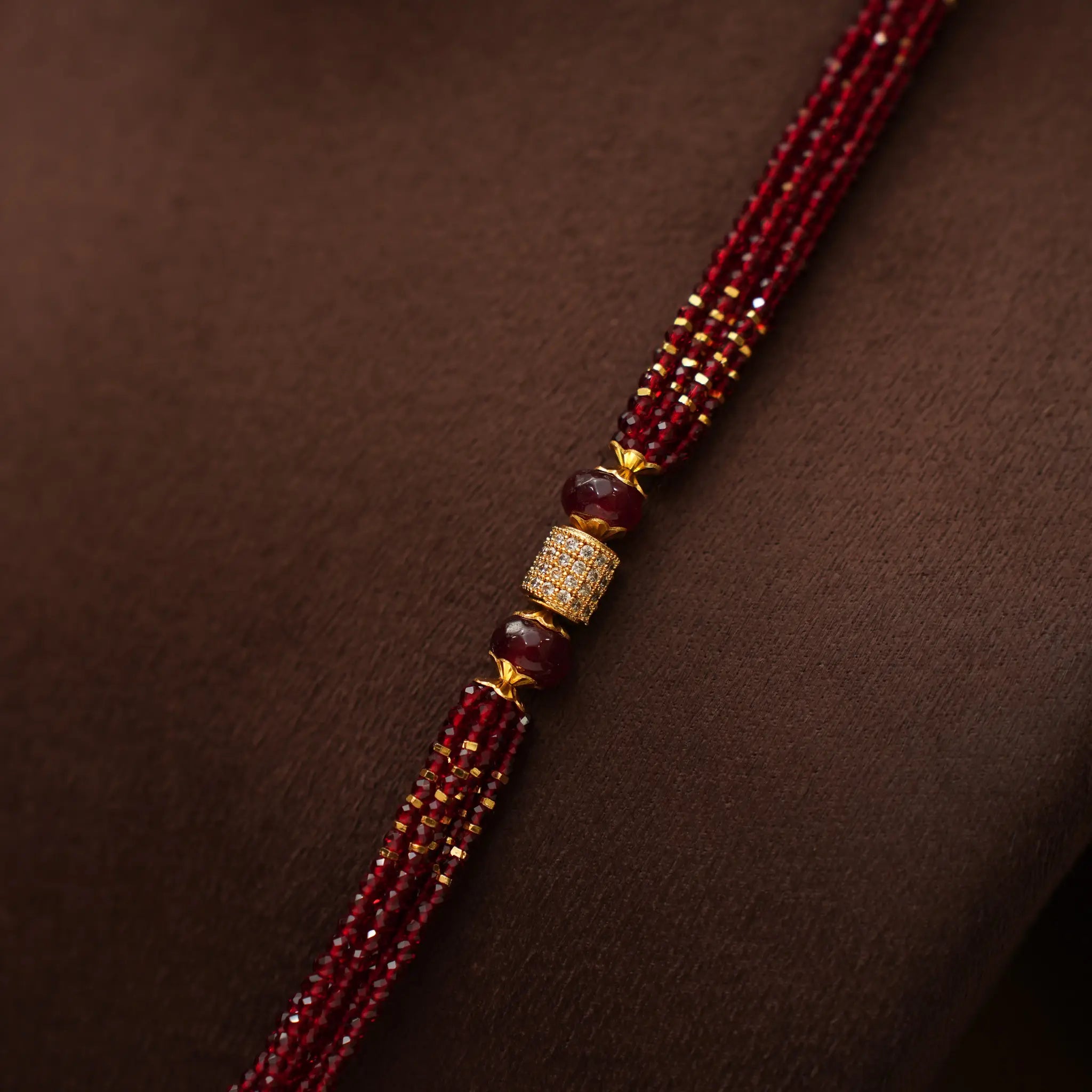 Olivia Beaded Zircon Necklace - Red