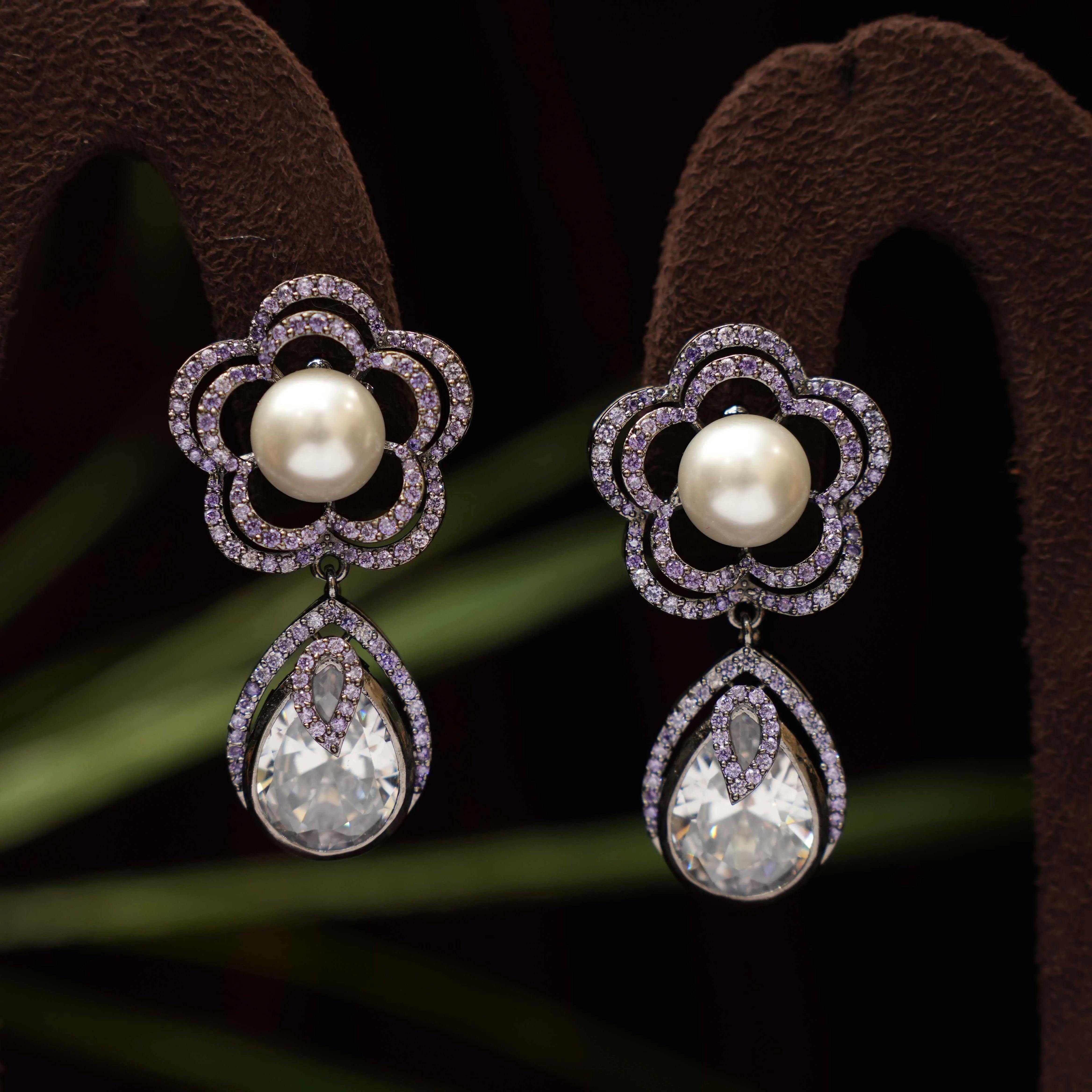 Omana Zircon Earrings - White