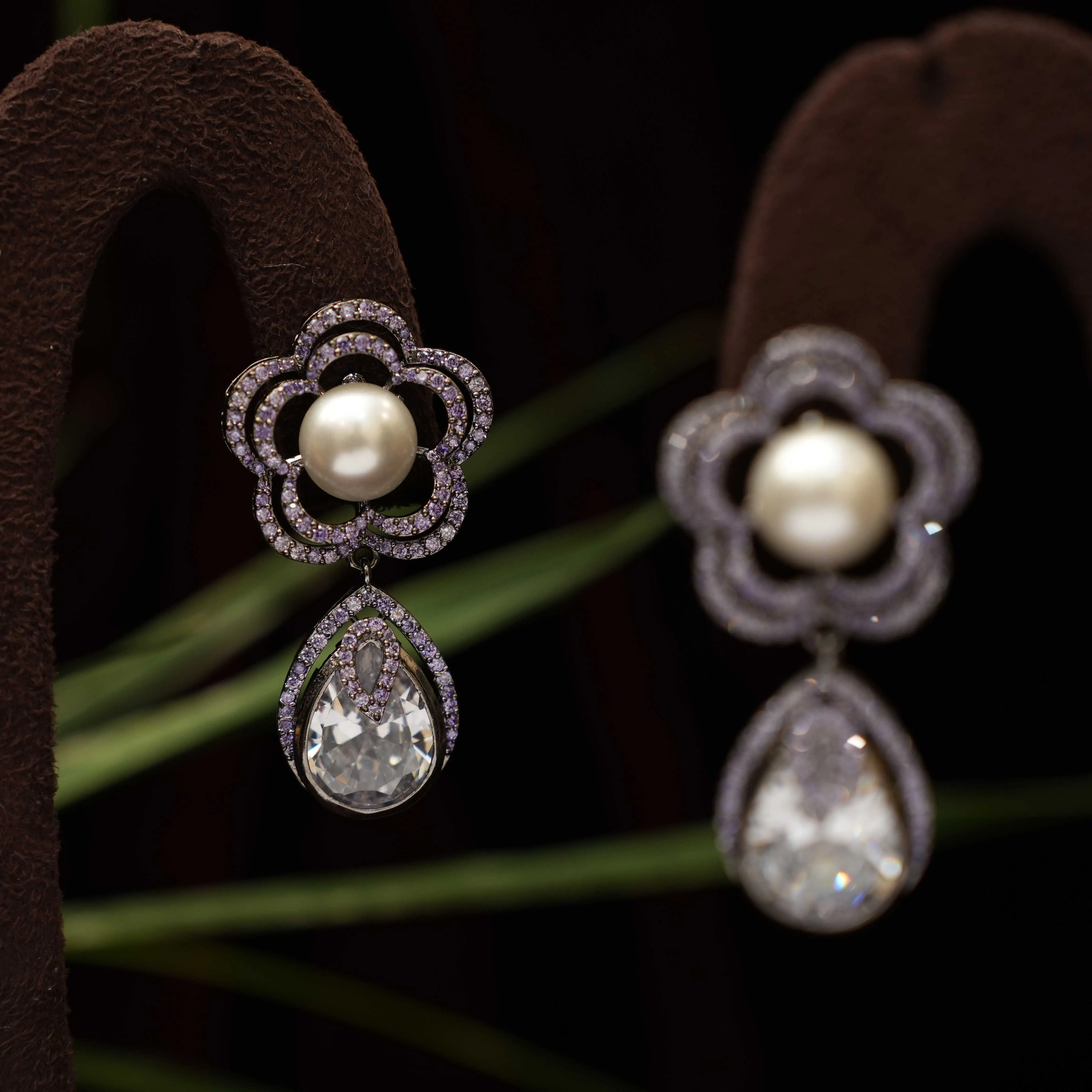 Omana Zircon Earrings - White