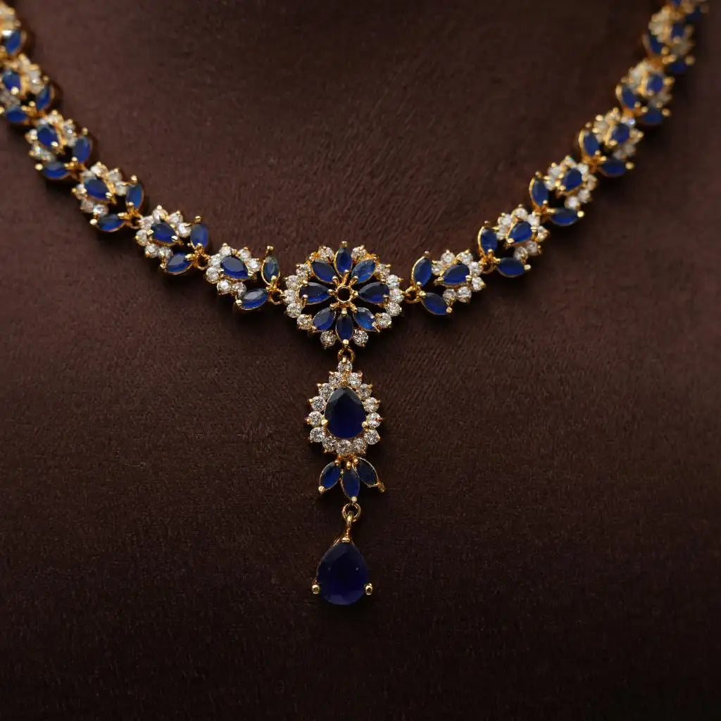 Oshika Zircon Blue Necklace