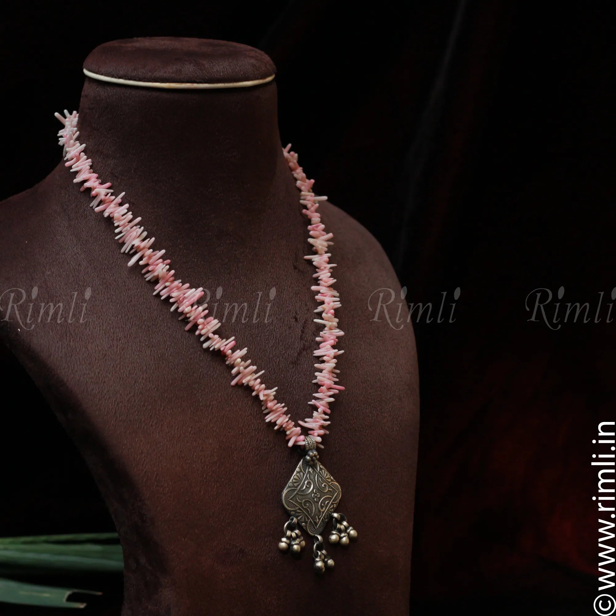 Handmade pink color Fabric silver plated bead with turtoise charm 3 layer  Necklace for girl and womens. | K M HandiCrafts India