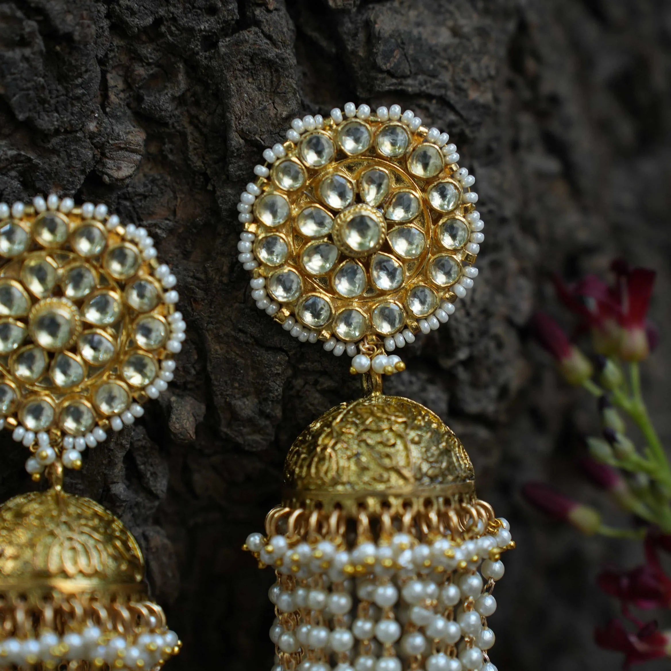 Paavai Polki Jhumka Earrings