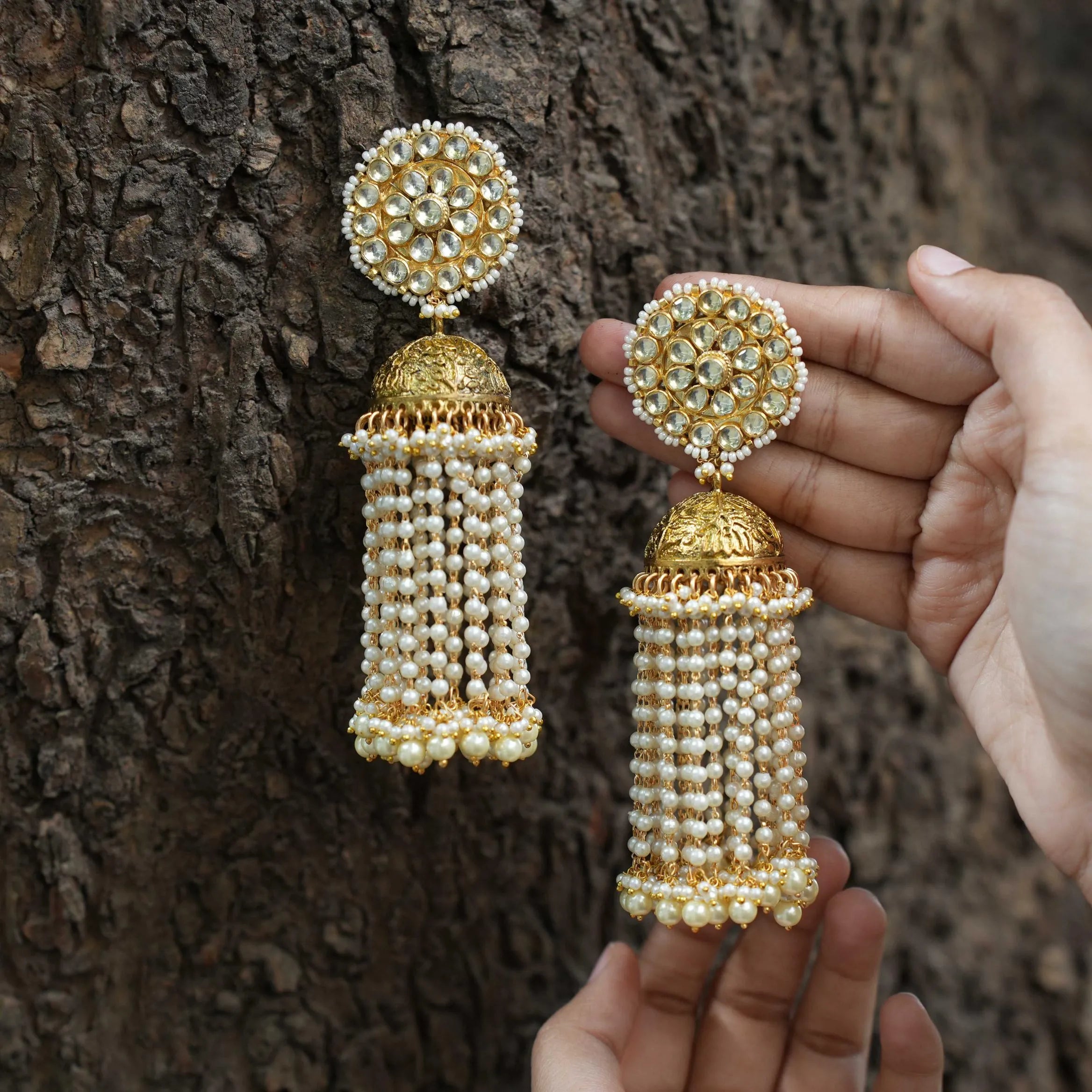 Paavai Polki Jhumka Earrings