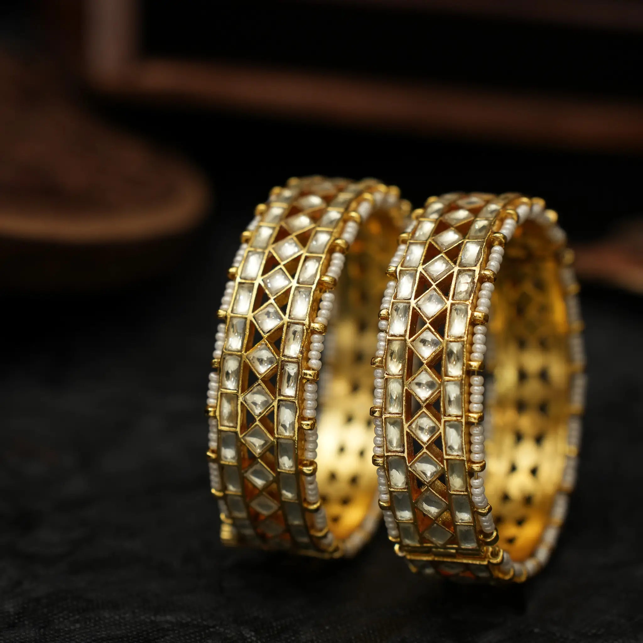 Palguni Polki Bangles - White