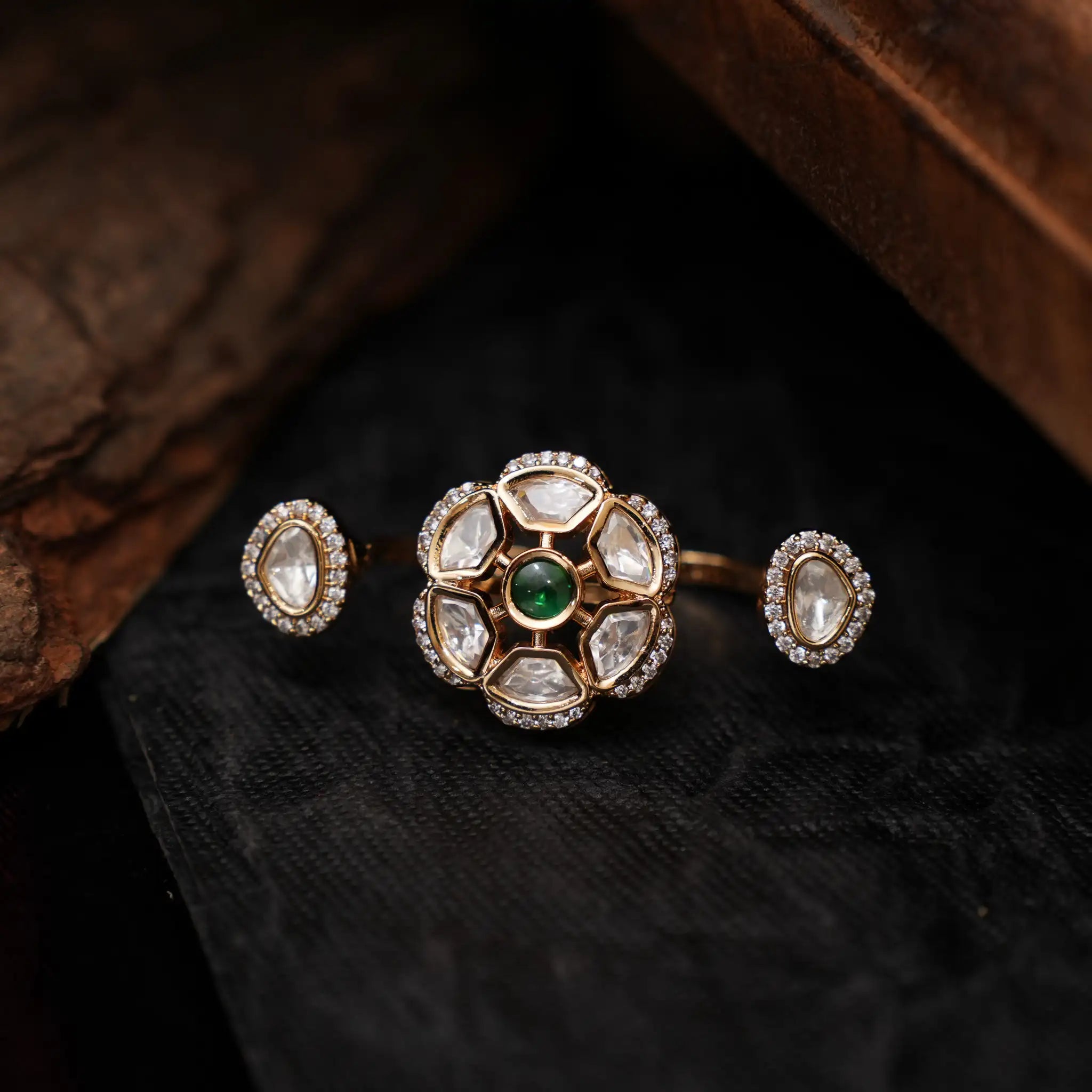 Parul Polki Ring - Green