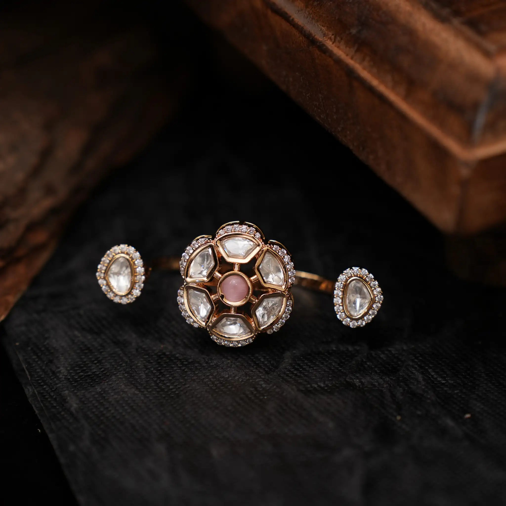 Parul Polki Ring - Pastel Pink