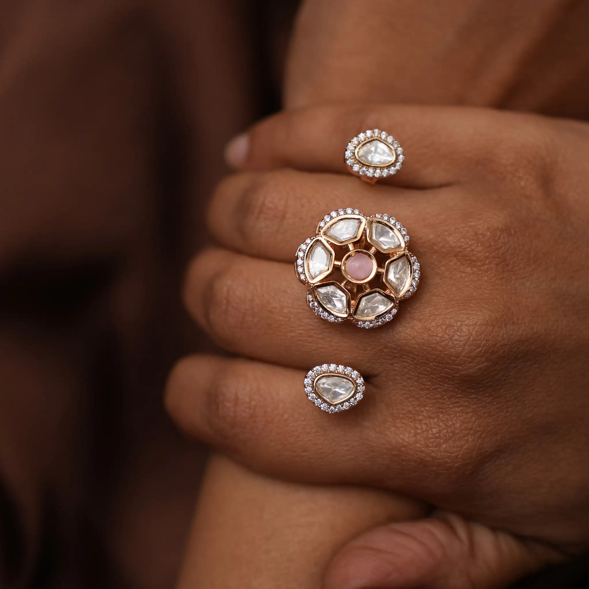 Parul Polki Ring - Pastel Pink