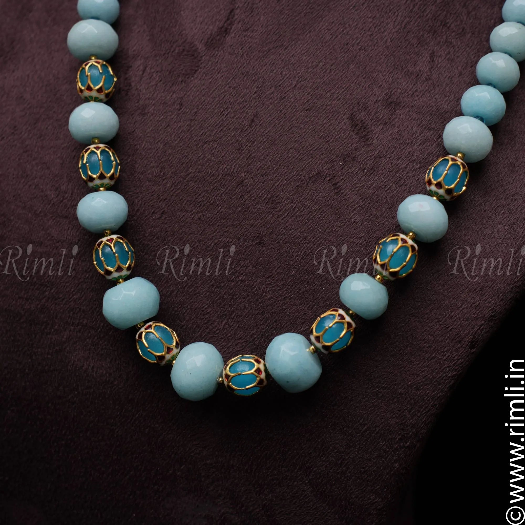 Blue Sapphires Beads Necklace - Jewellery Designs