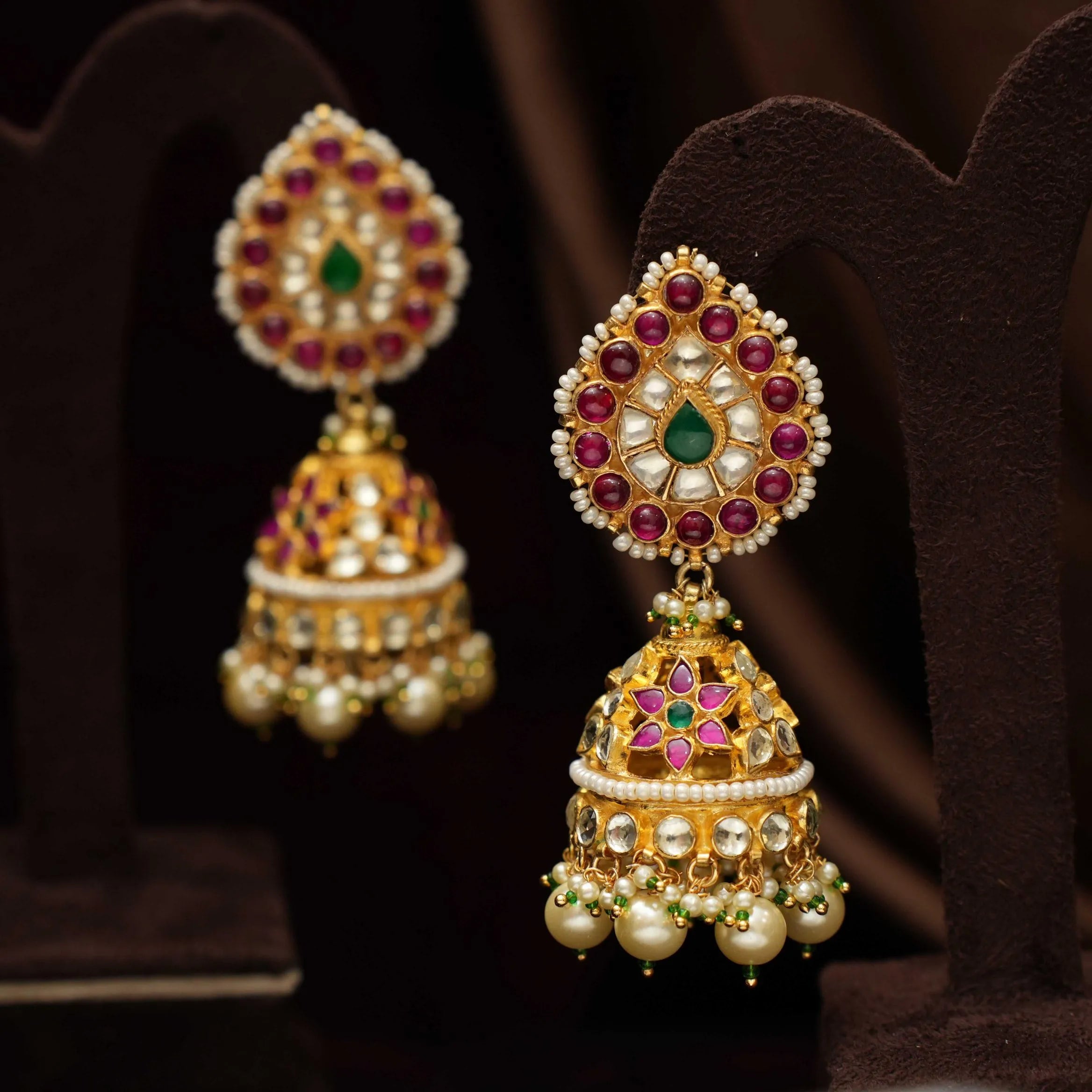 Paavai Polki Jhumka Earrings
