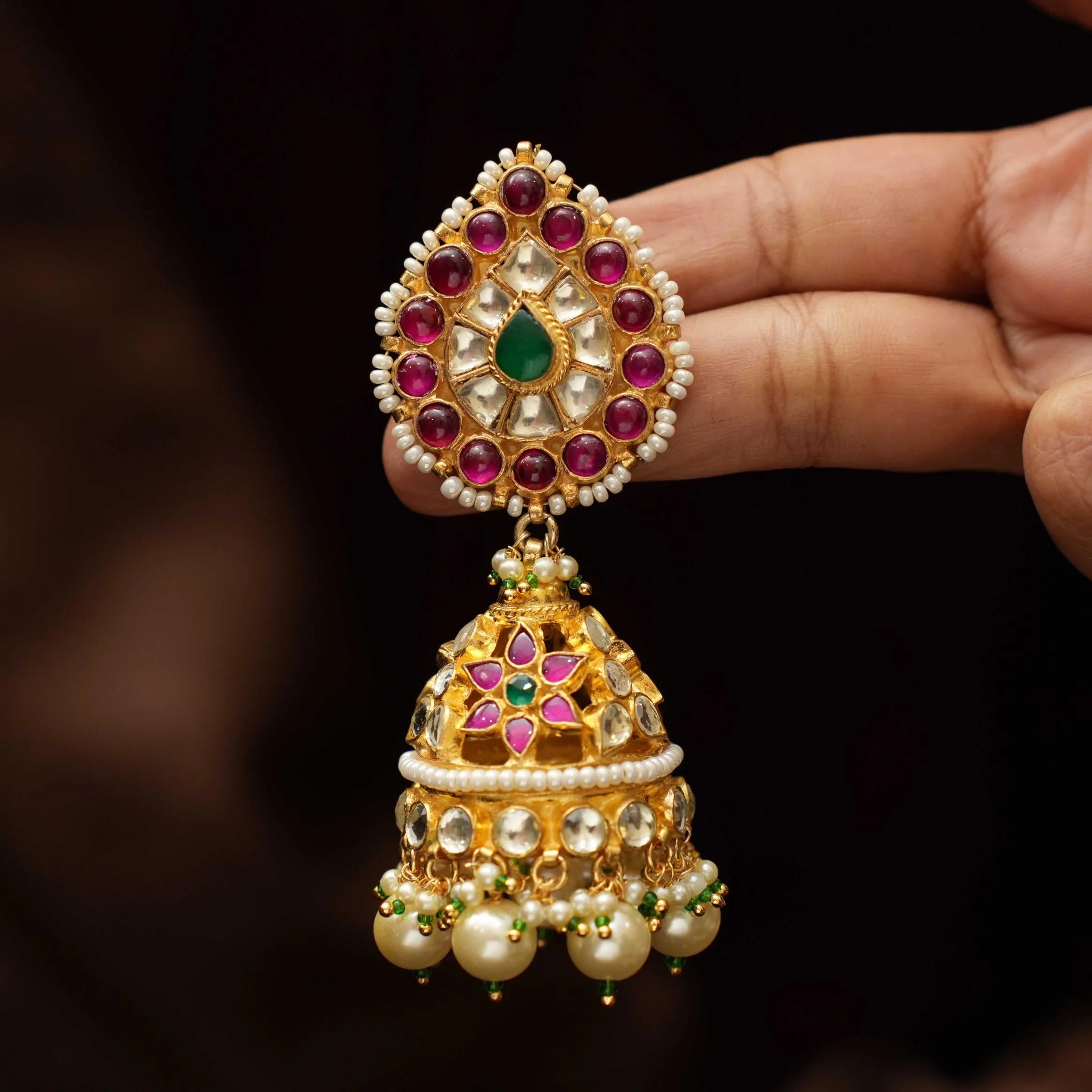 Paavai Polki Jhumka Earrings