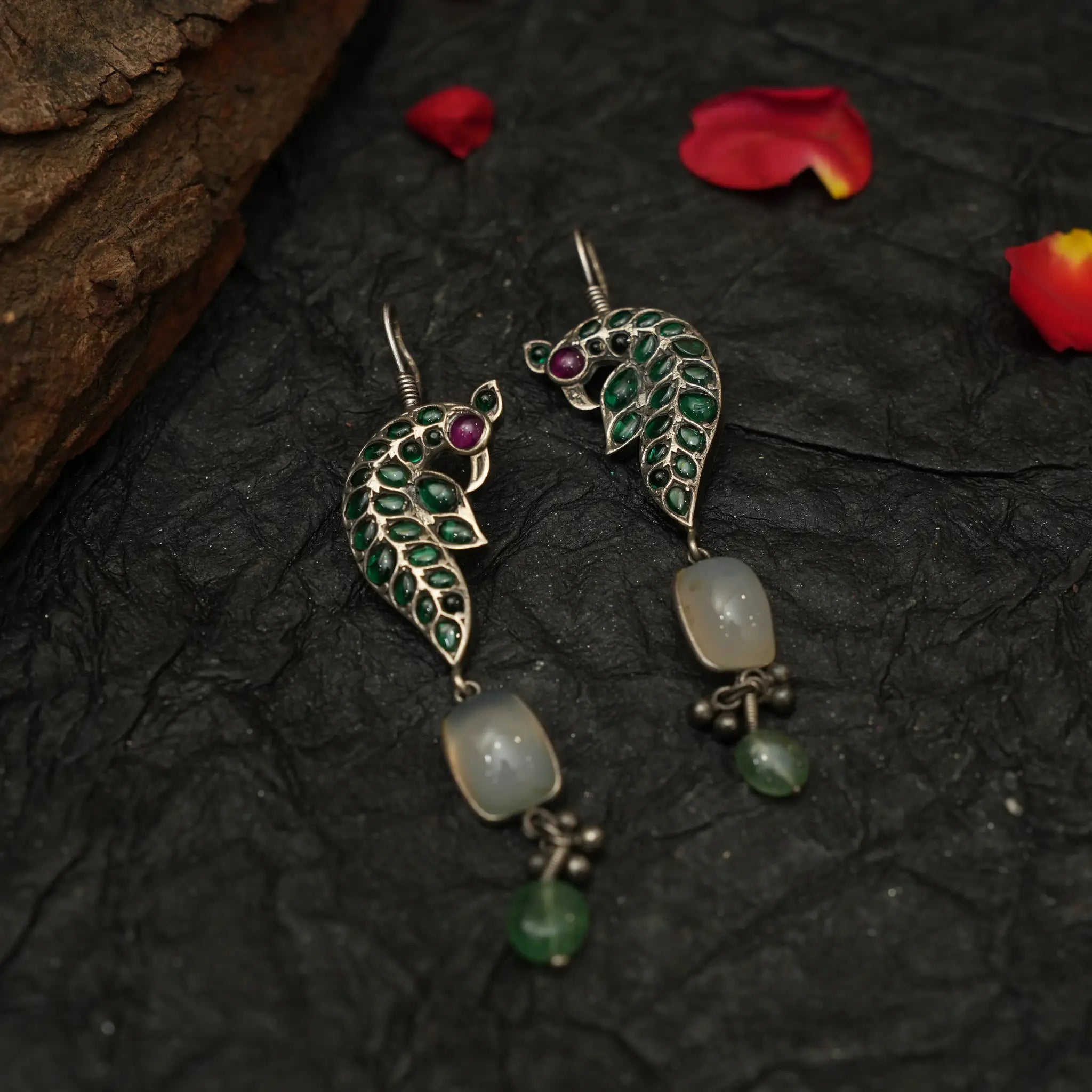 Peacock Hoop Earrings