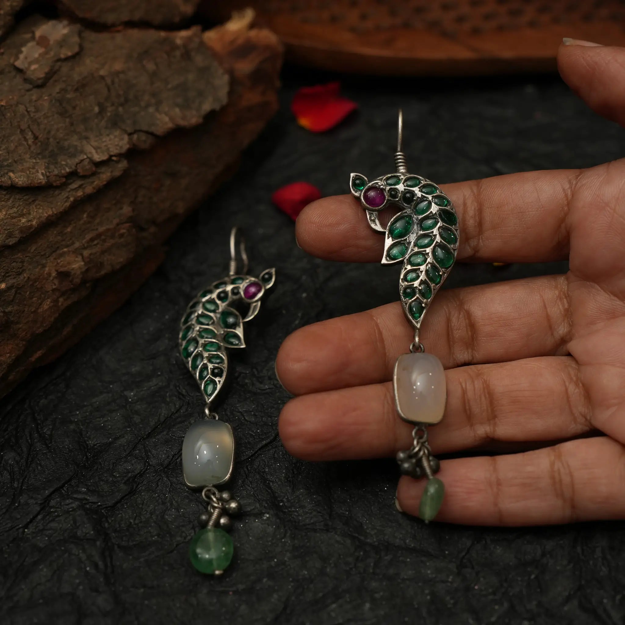 Peacock Hoop Earrings