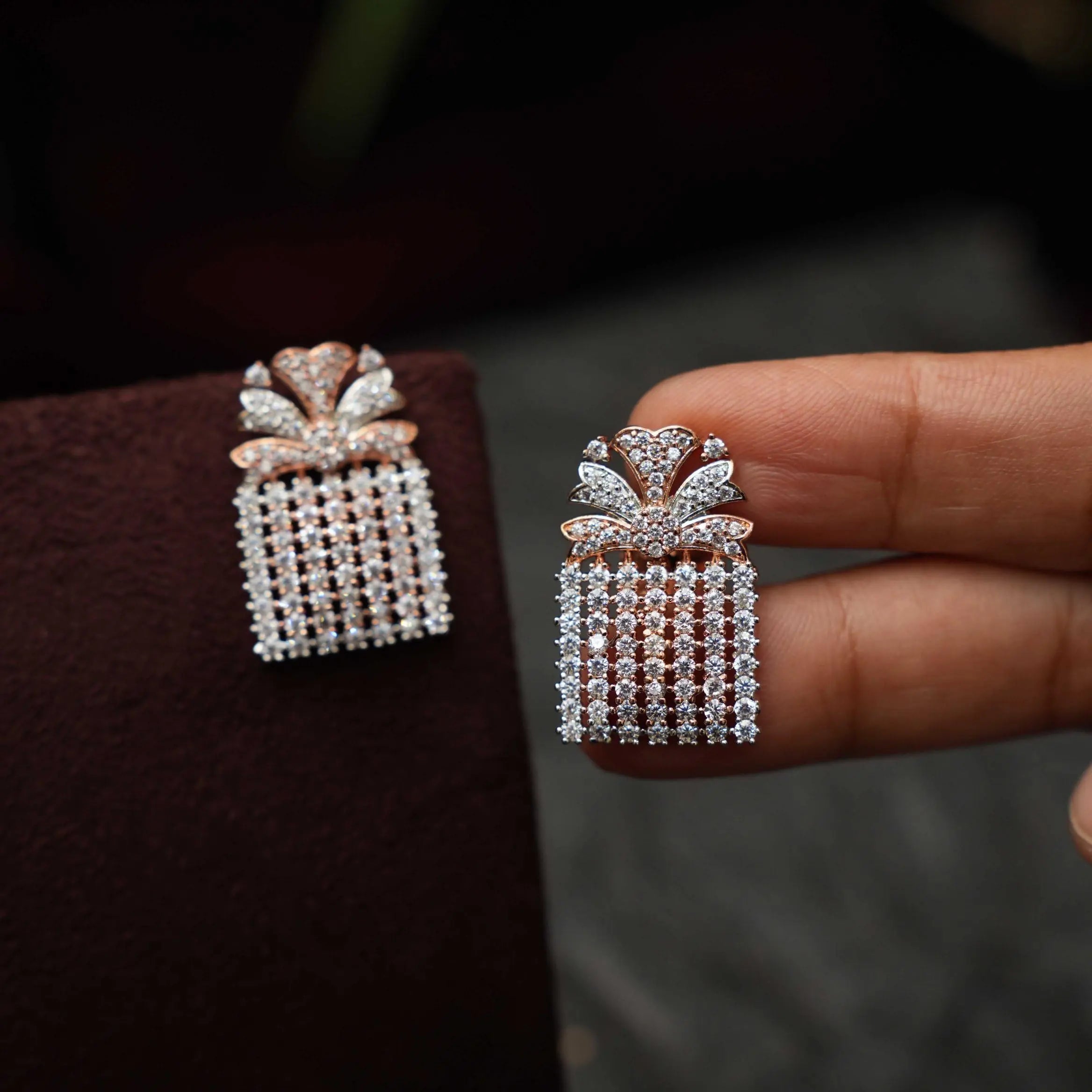 Prabha Zircon Earrings - Rose Gold