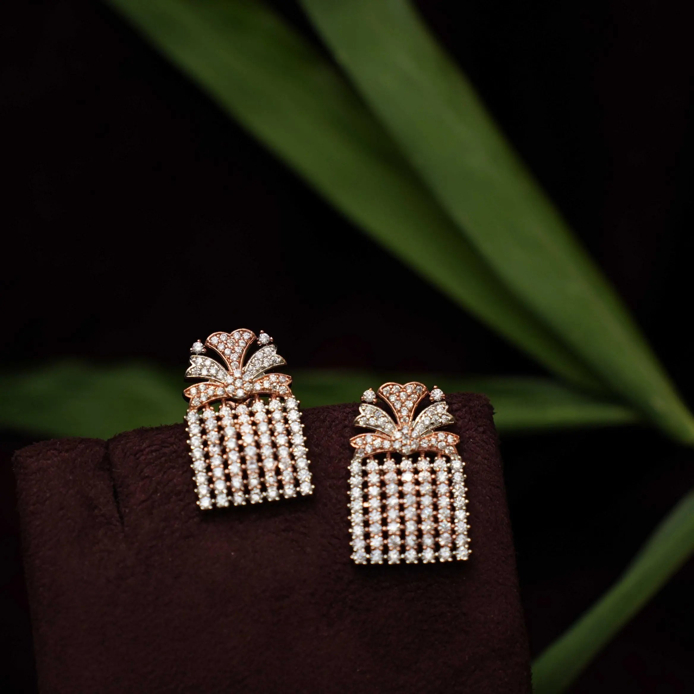 Prabha Zircon Earrings - Rose Gold