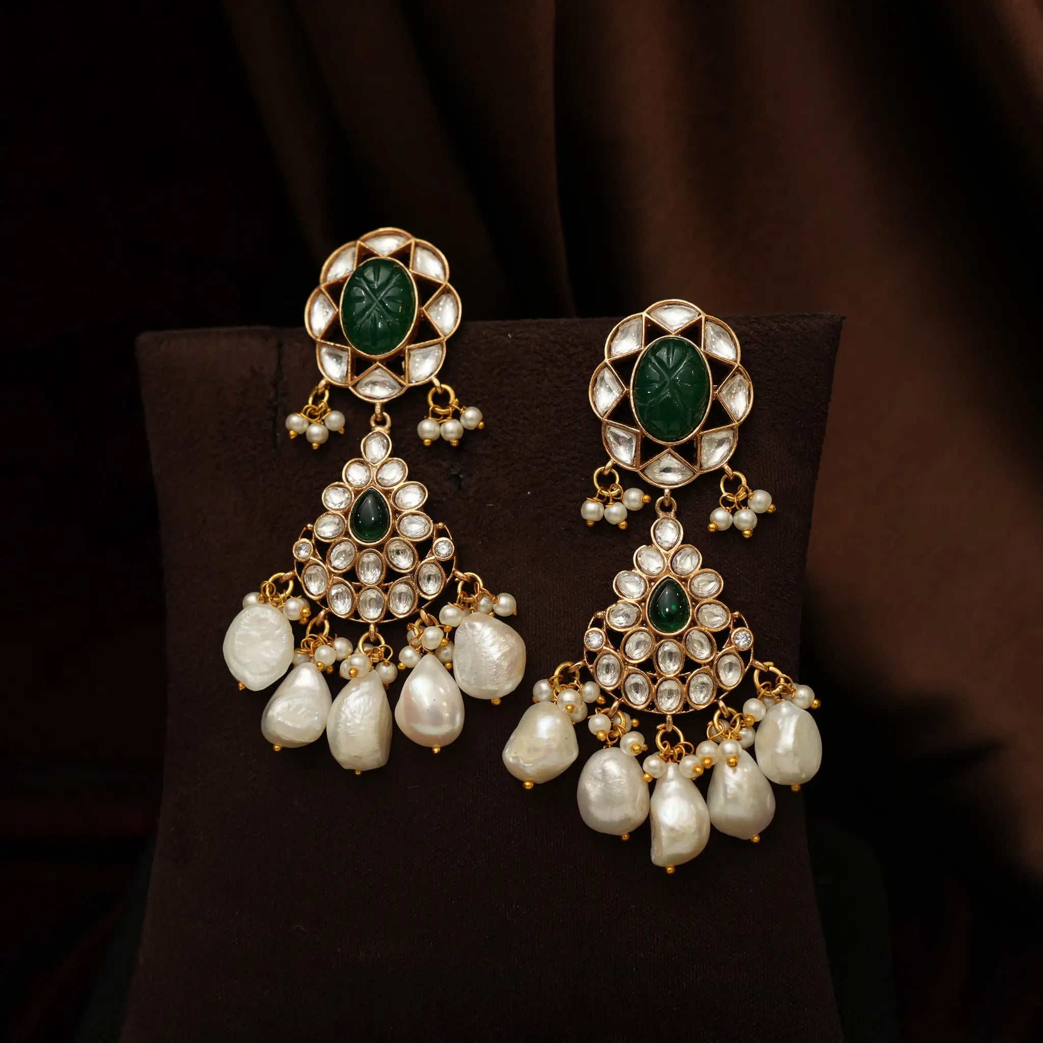 Prachi Pearl Polki Choker - Green