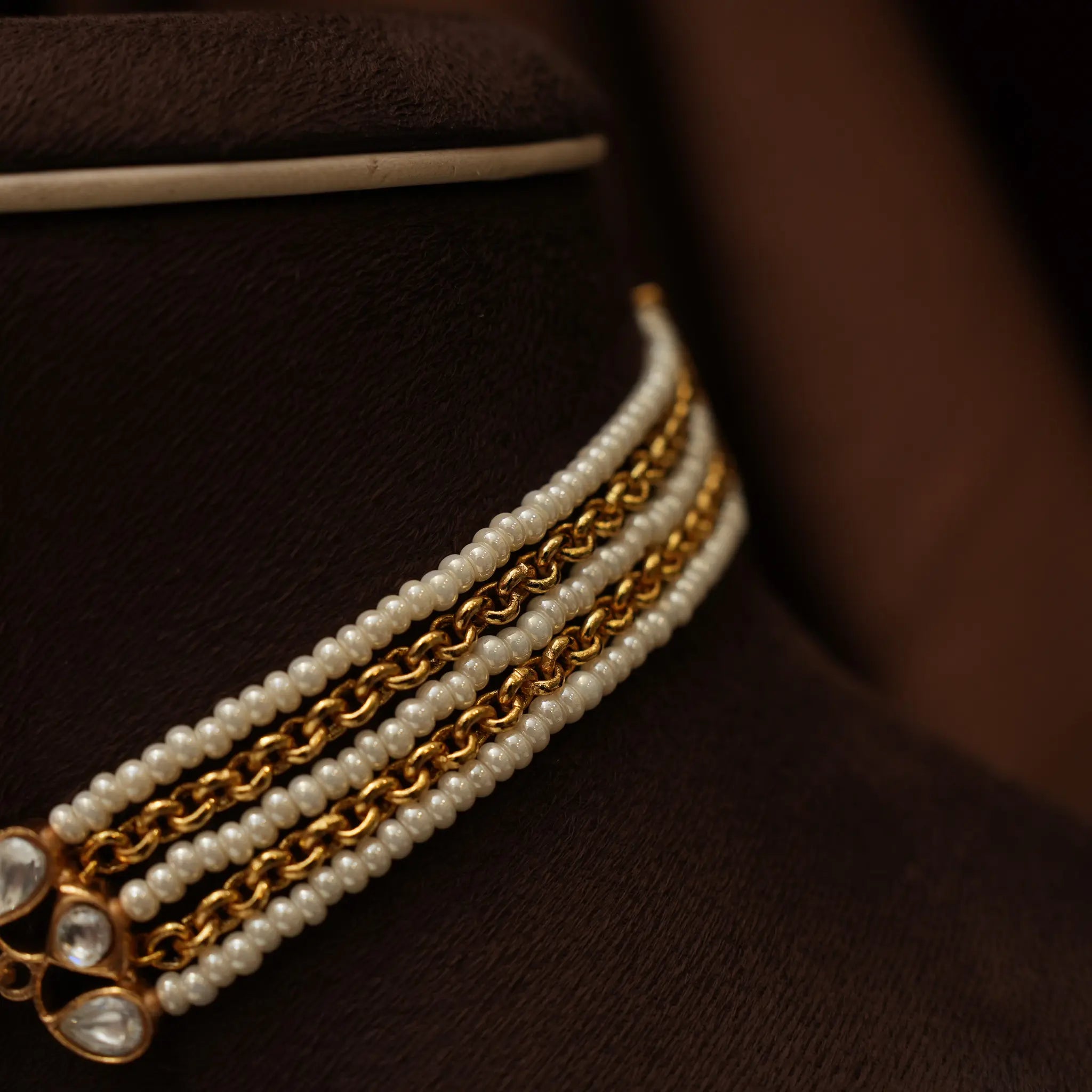 Prachi Pearl Polki Choker - Green