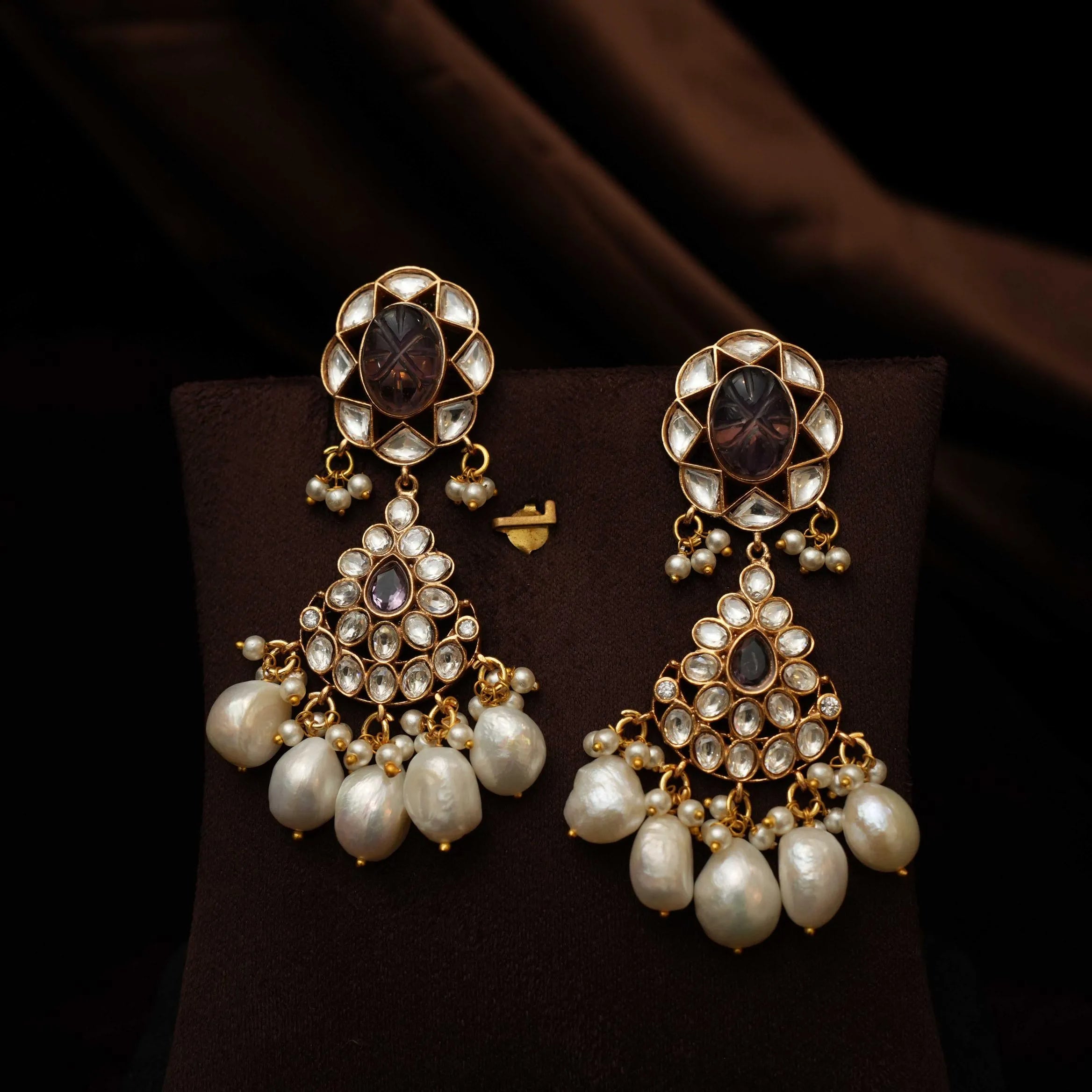 Prachi Pearl Polki Choker - Purple