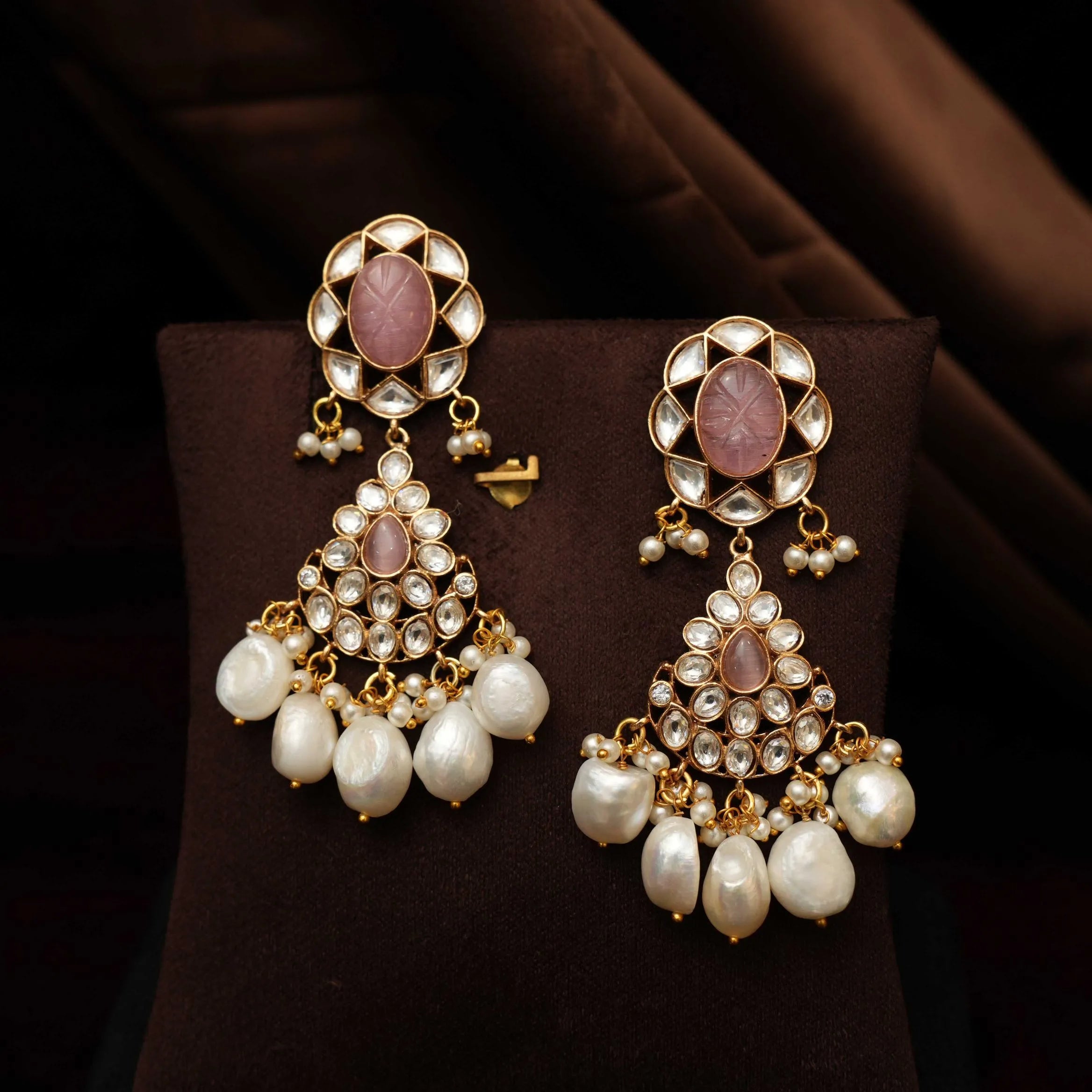 Prachi Pearl Polki Choker - Pastel Pink