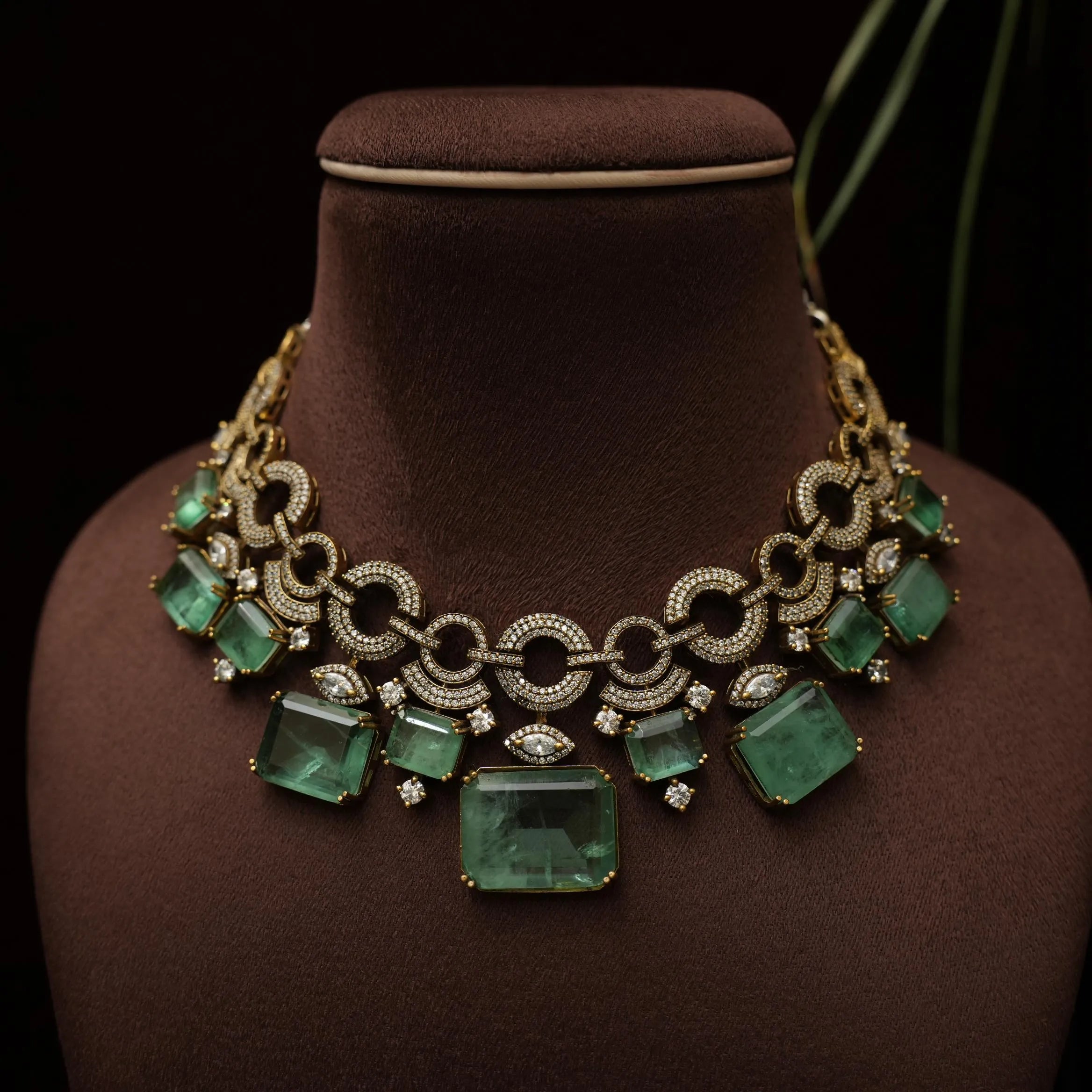 Prakriti Designer Zircon Necklace - Pastel Green