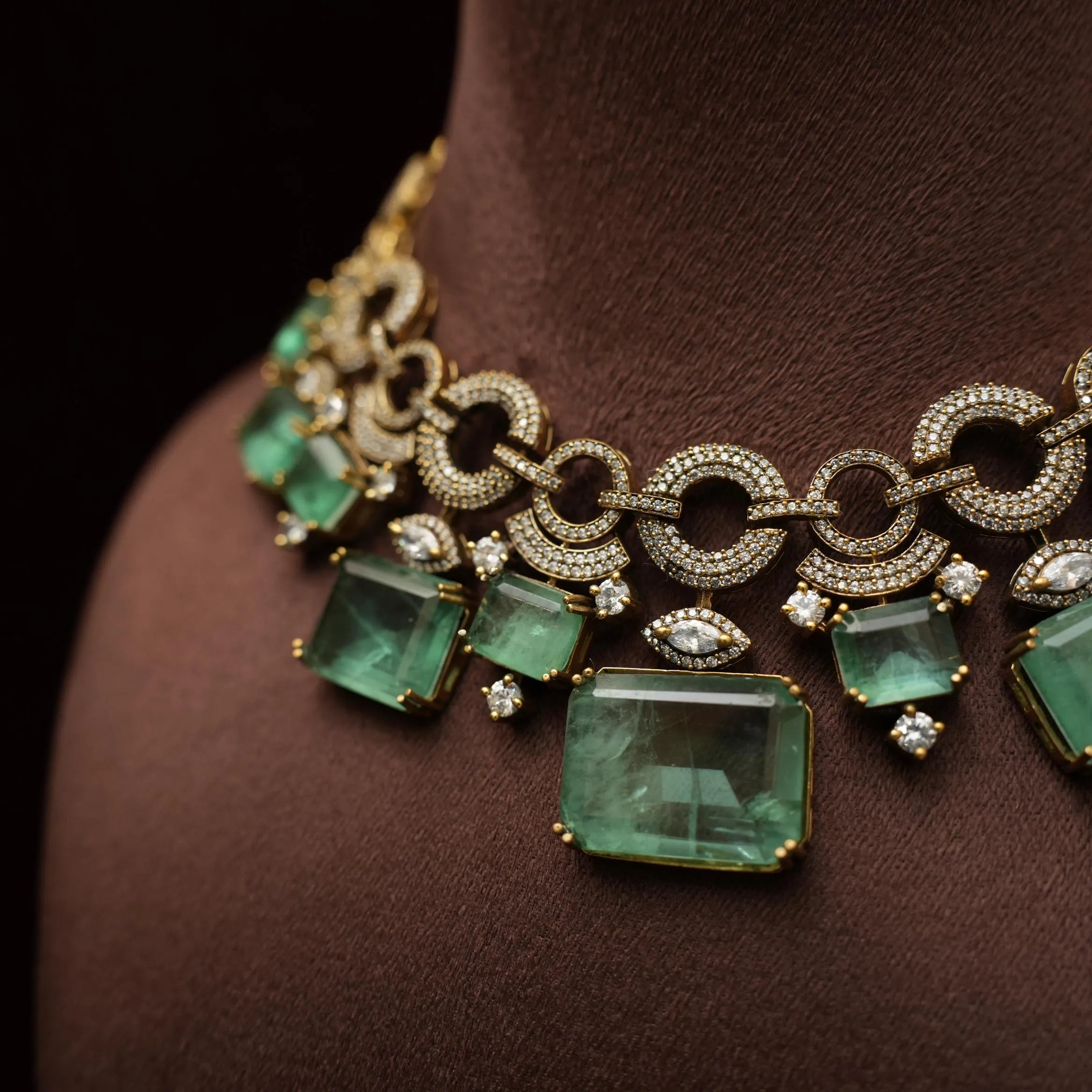 Prakriti Designer Zircon Necklace - Pastel Green