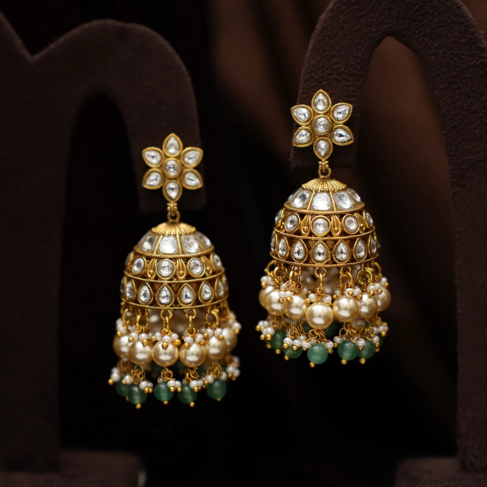 Pranika Polki Jhumka Earrings - White