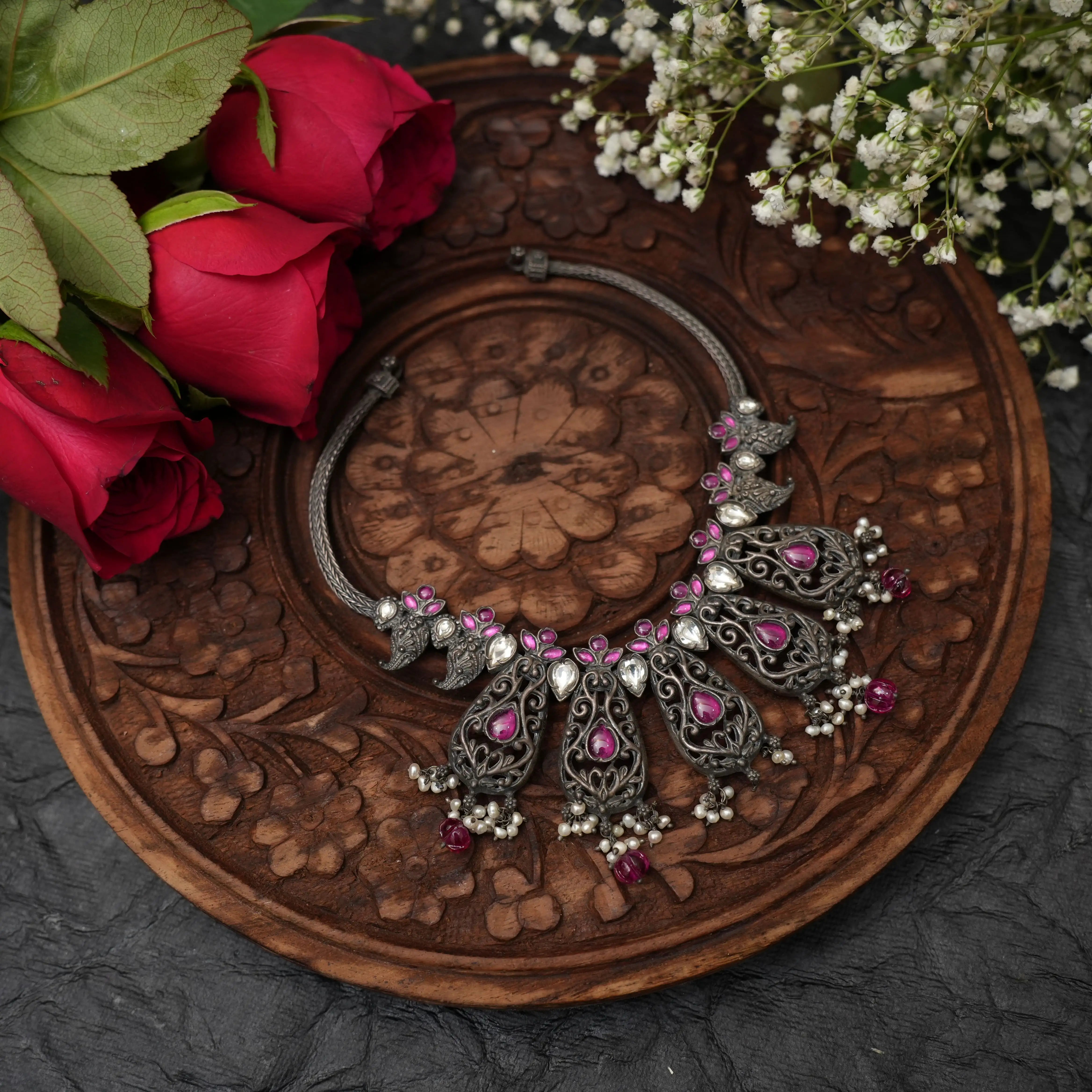 Preetha Ethnic Silver Necklace