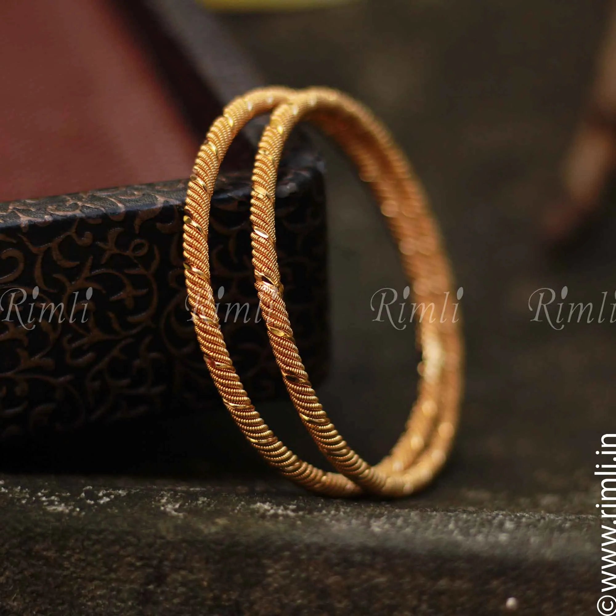Casual Pair of Gold Toned Bangles