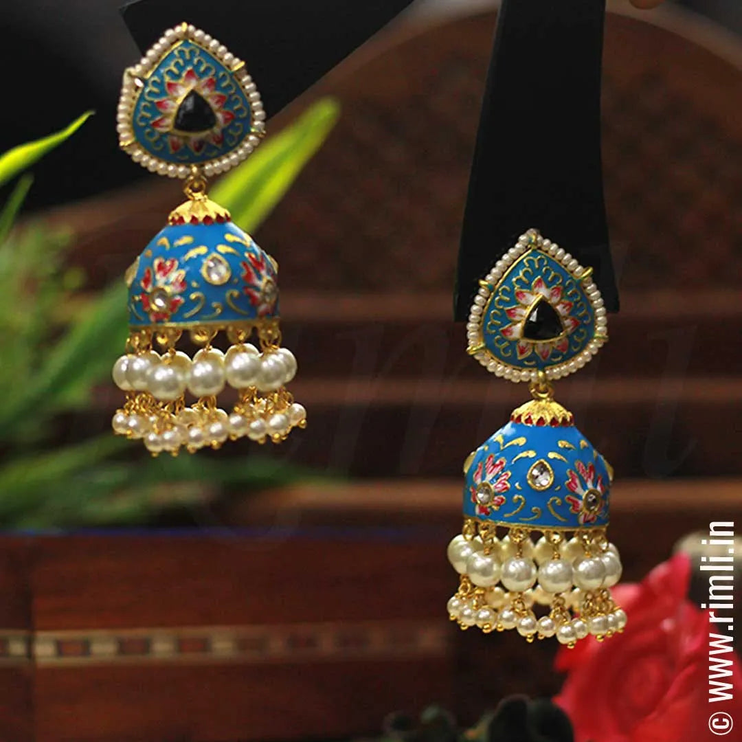 Meenakari Earrings - Blue at Rs 429/piece | Meena Jewellery, Meena Jewelry, Meenakari  Jewellery, मीनाकारी ज्वेलरी, मीनाकारी आभूषण - Parshva Jewels, Mumbai | ID:  2852545413155