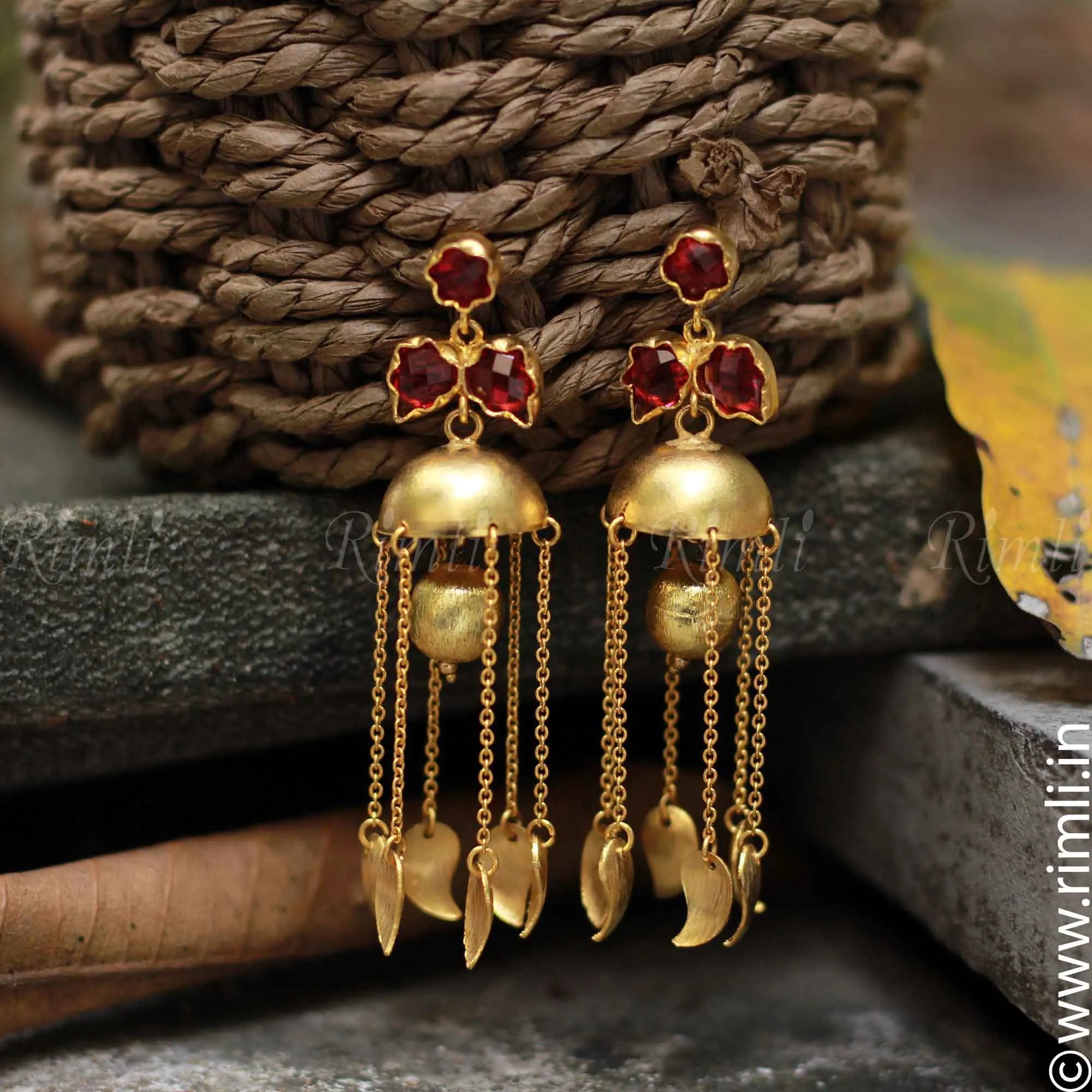 Party Copper Jewels Red Tassel Earrings at Rs 359/piece in Delhi | ID:  20693390555