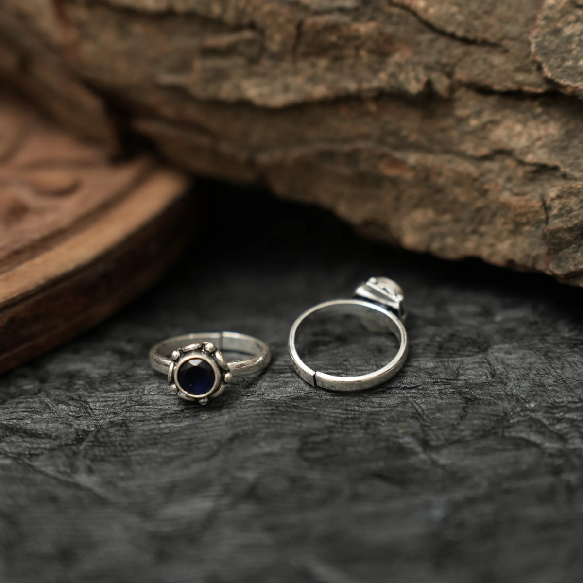 Raasya Silver Toe Ring - Blue