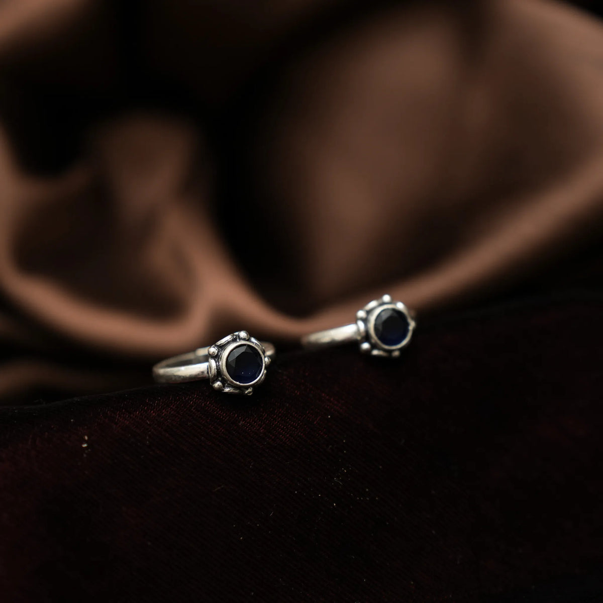 Raasya Silver Toe Ring - Blue