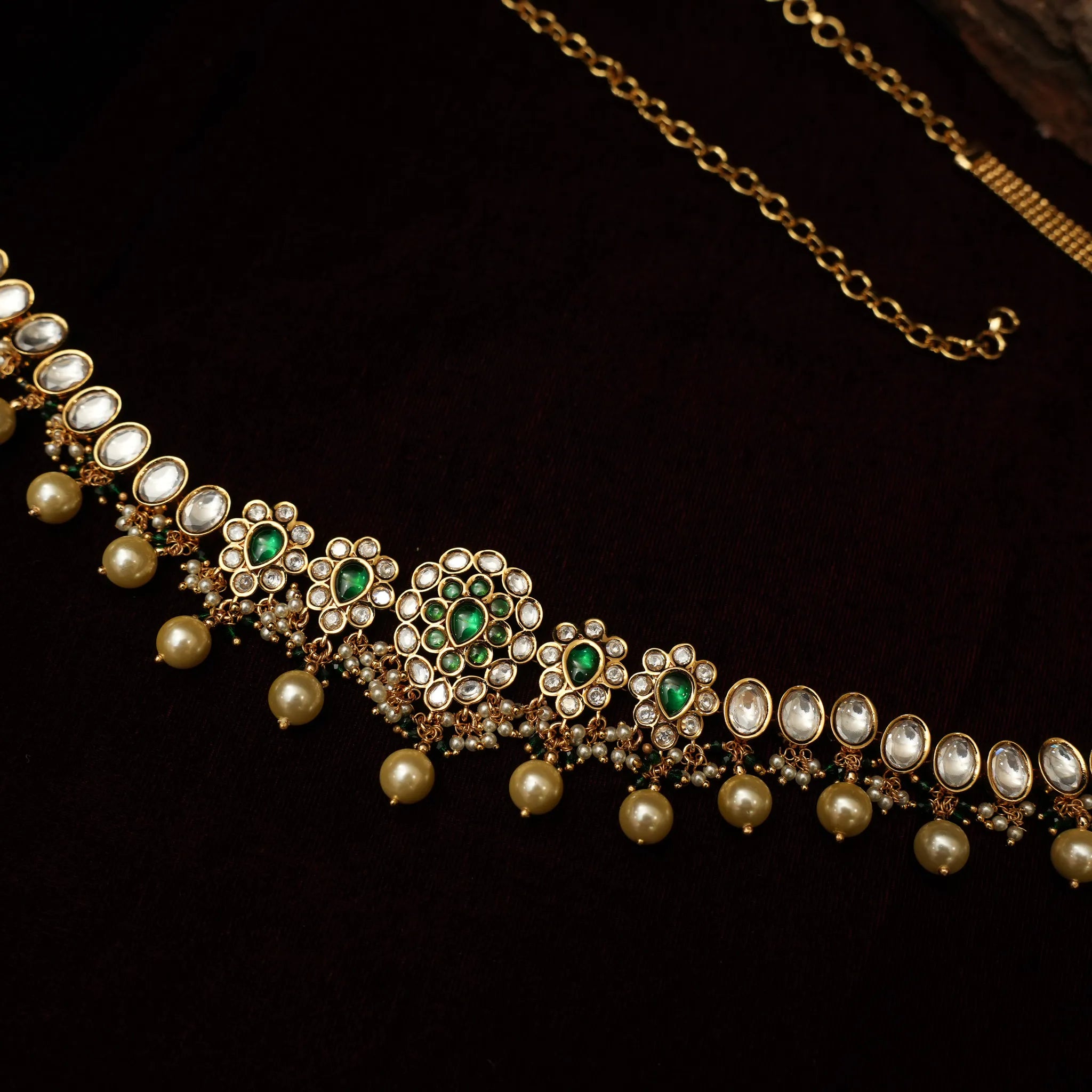 Rabhya Kundan Hip Belt - Green