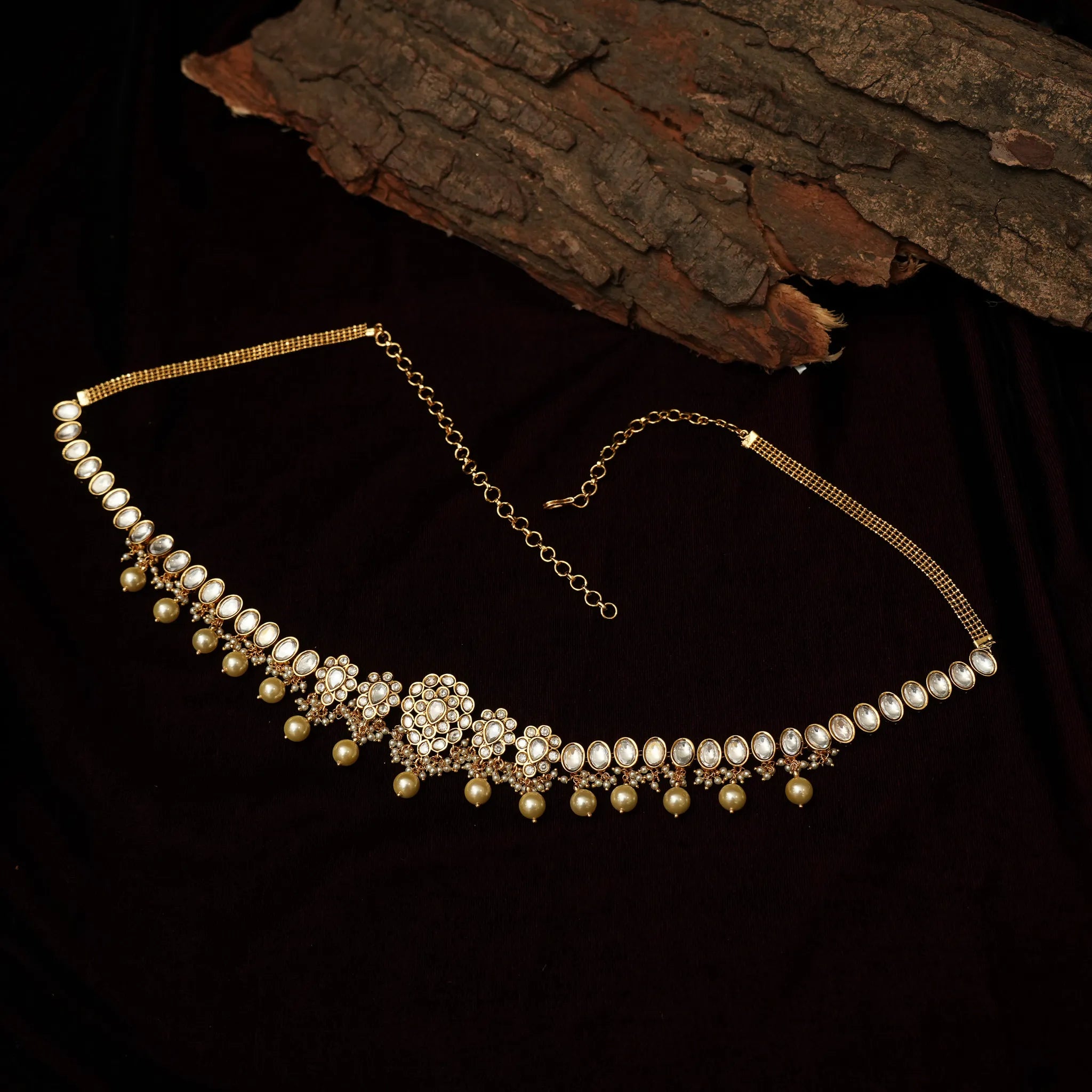 Rabhya Kundan Hip Belt - White