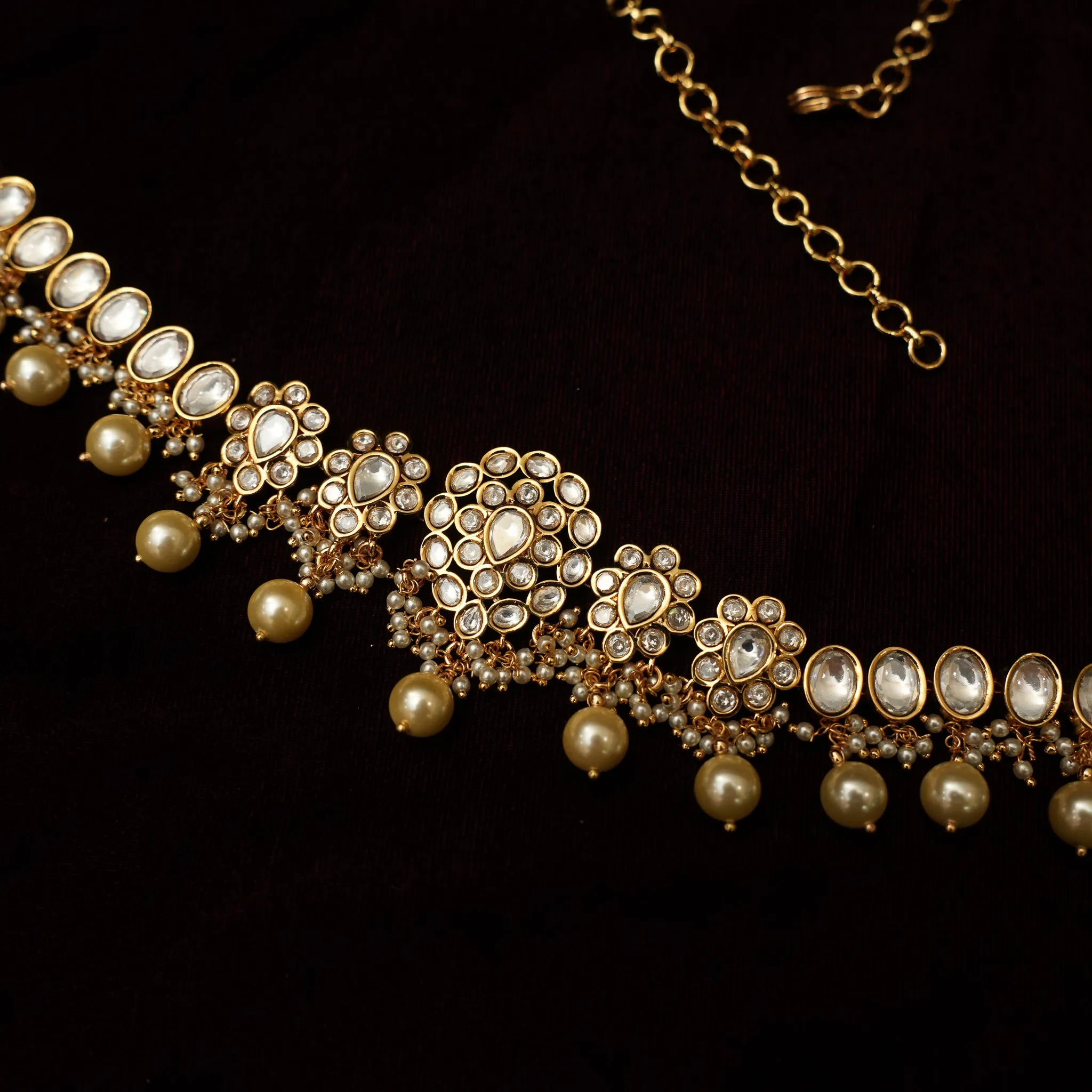 Rabhya Kundan Hip Belt - White