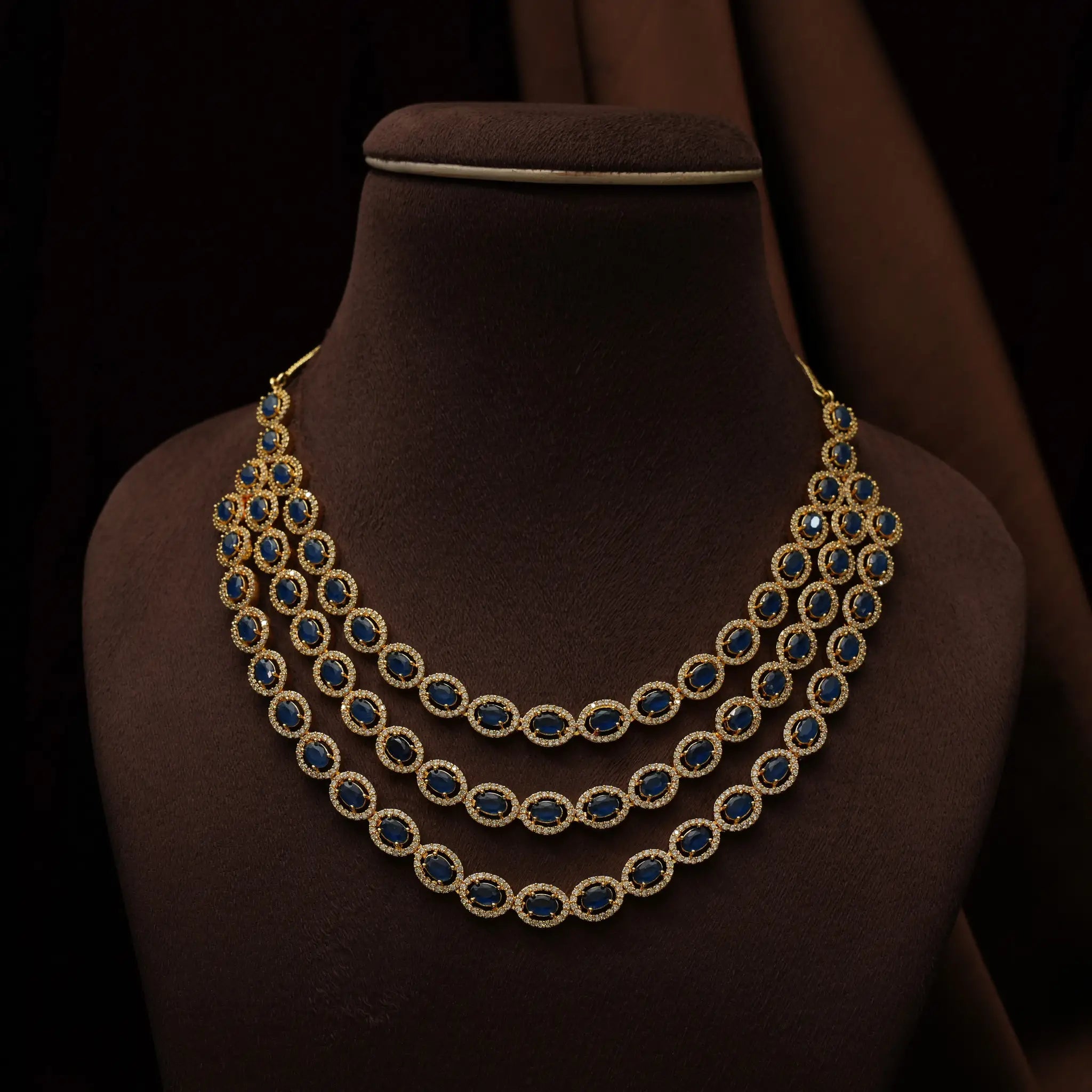 Radha Zircon Necklace - Blue