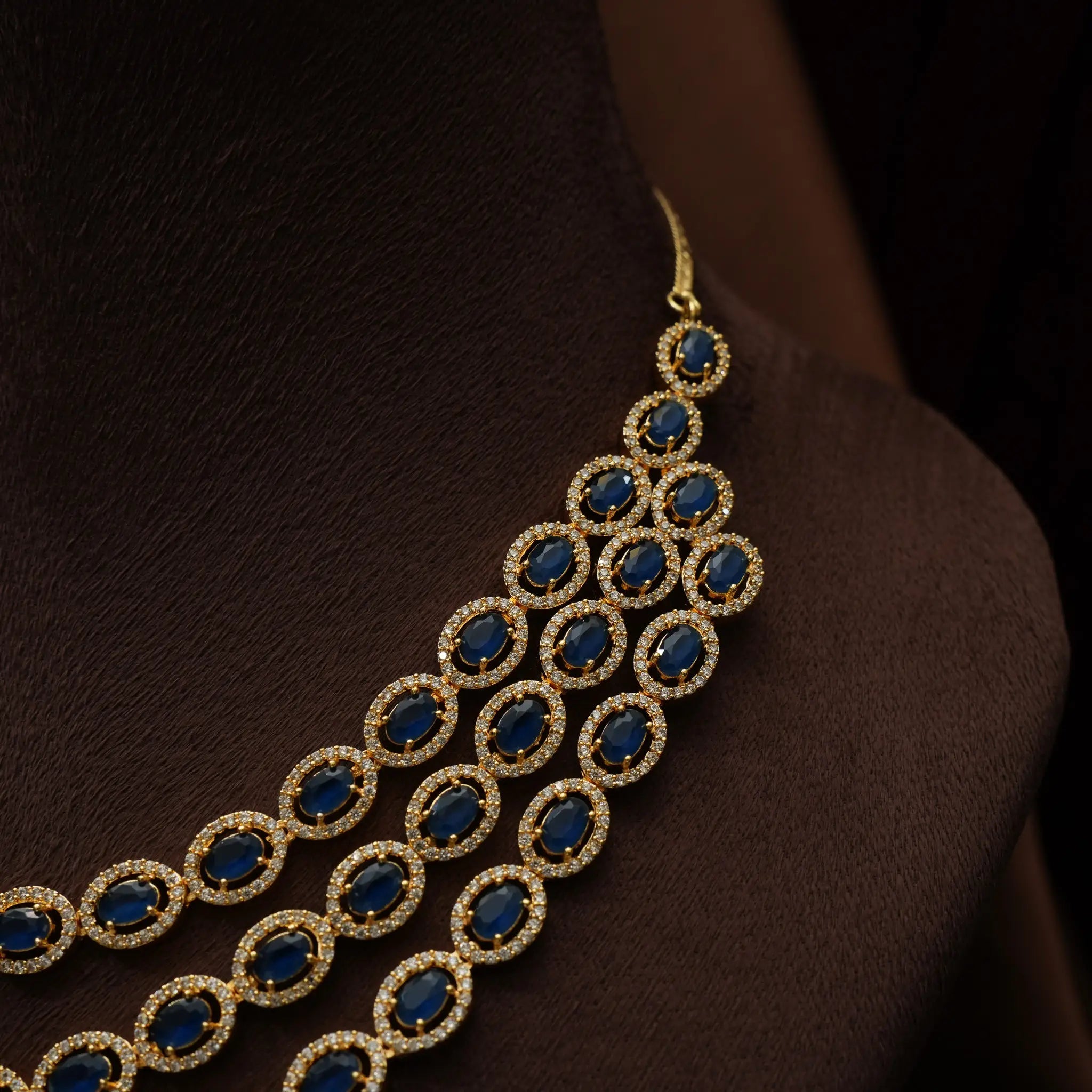 Radha Zircon Necklace - Blue