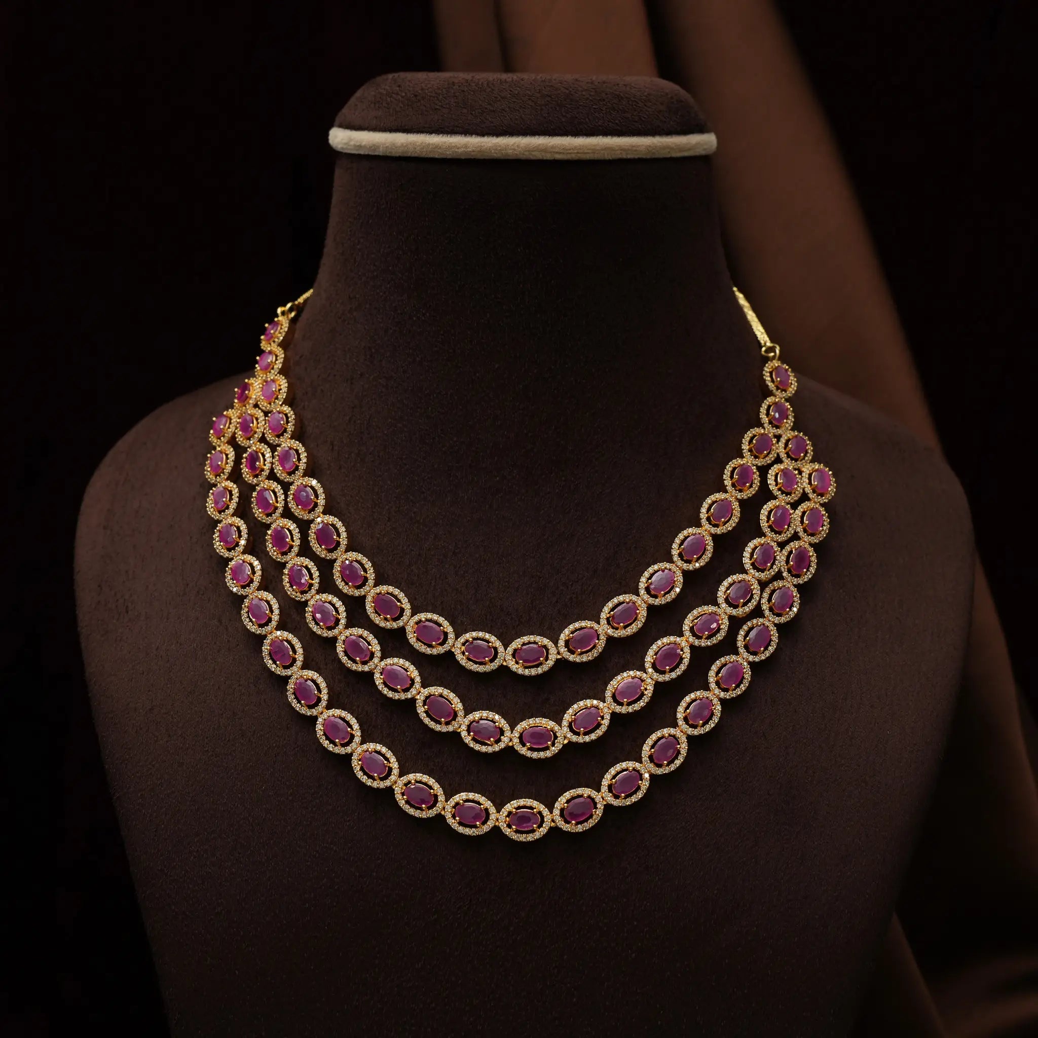 Radha Zircon Necklace - Ruby