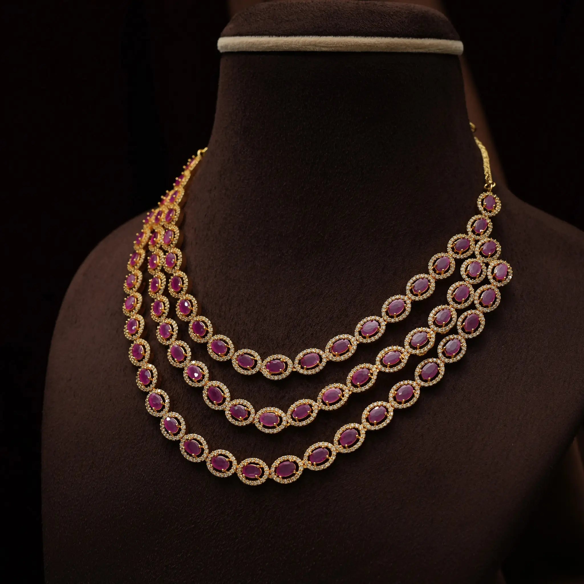 Radha Zircon Necklace - Ruby