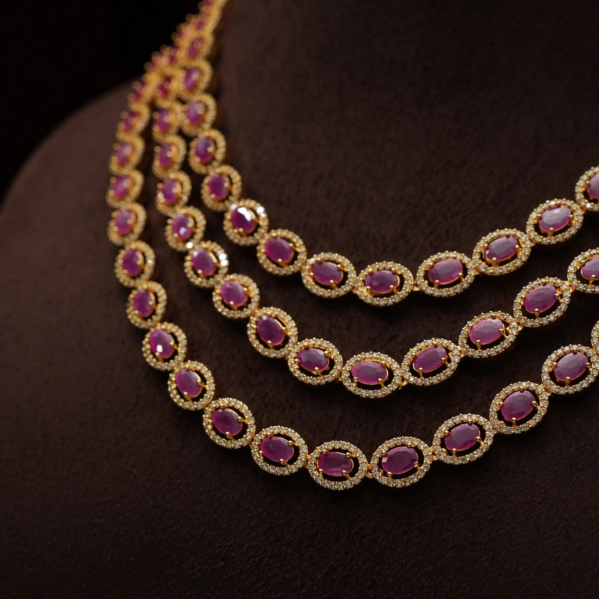 Radha Zircon Necklace - Ruby