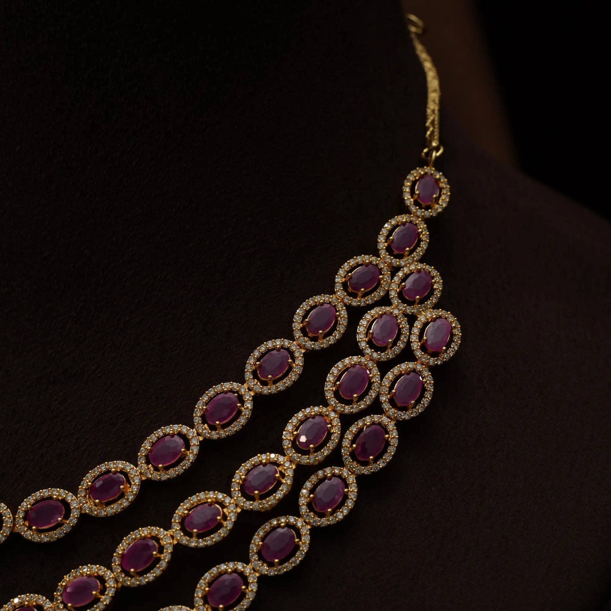 Radha Zircon Necklace - Ruby