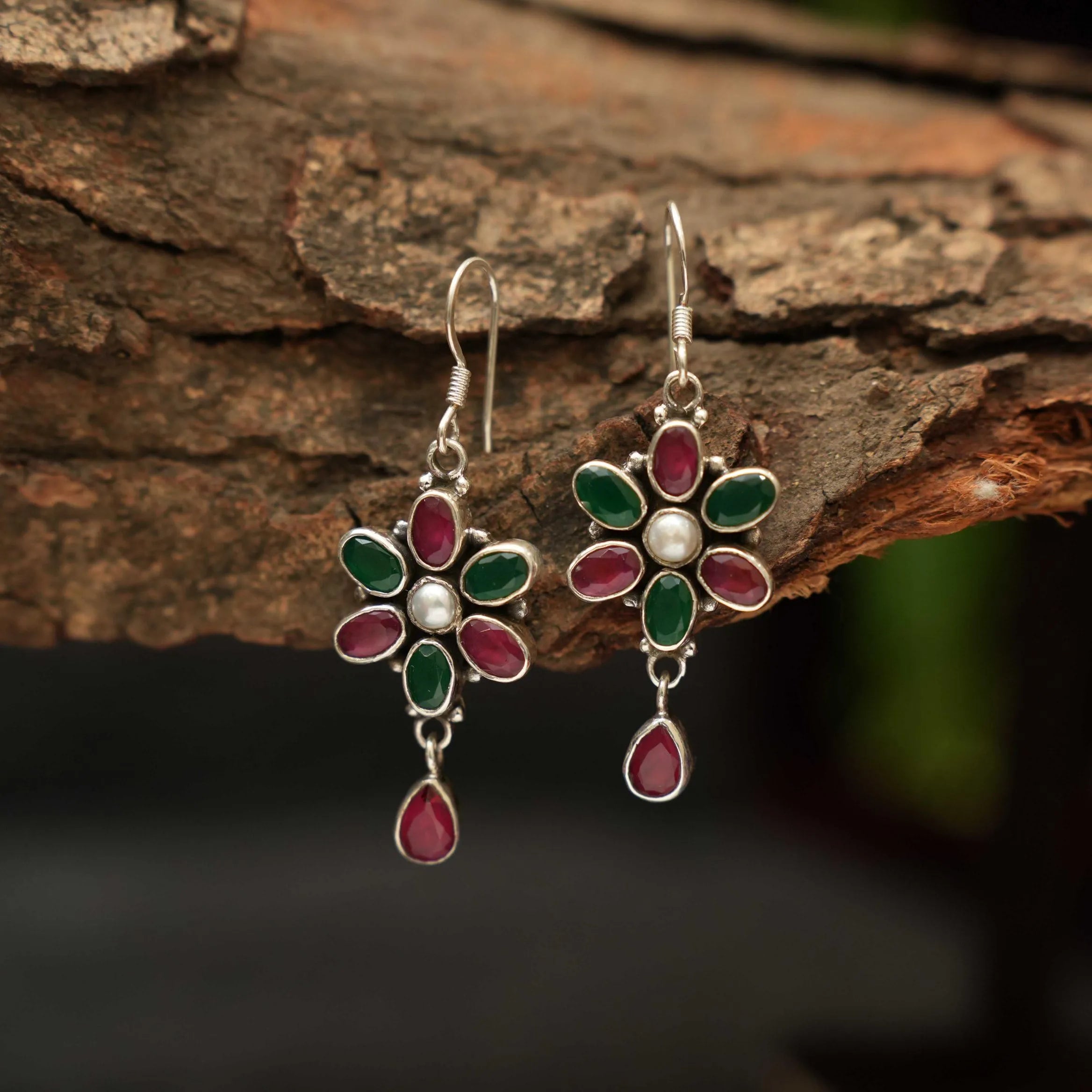 Ragavi Silver Oxidised Earrings