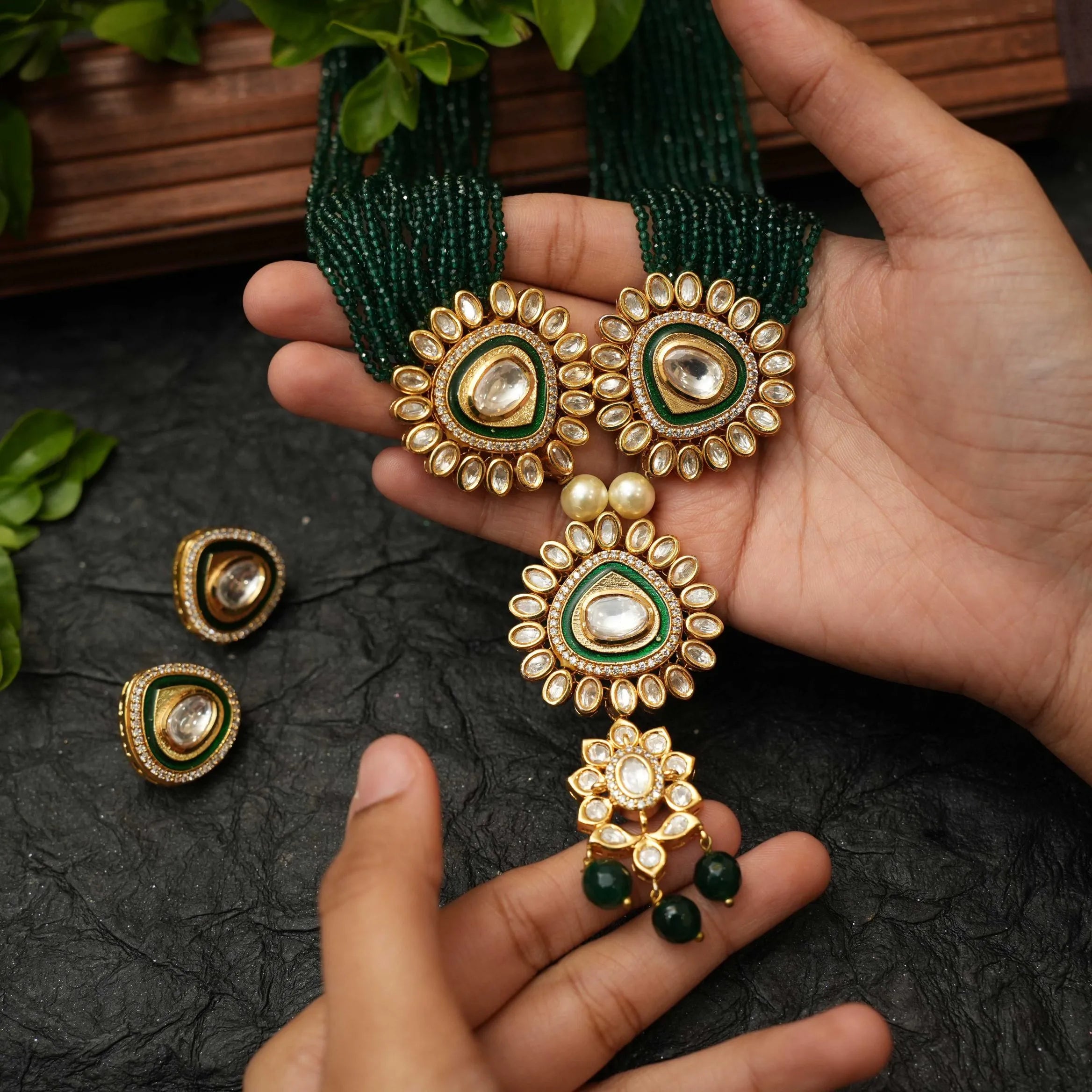 Ragini Beaded Necklace - Green