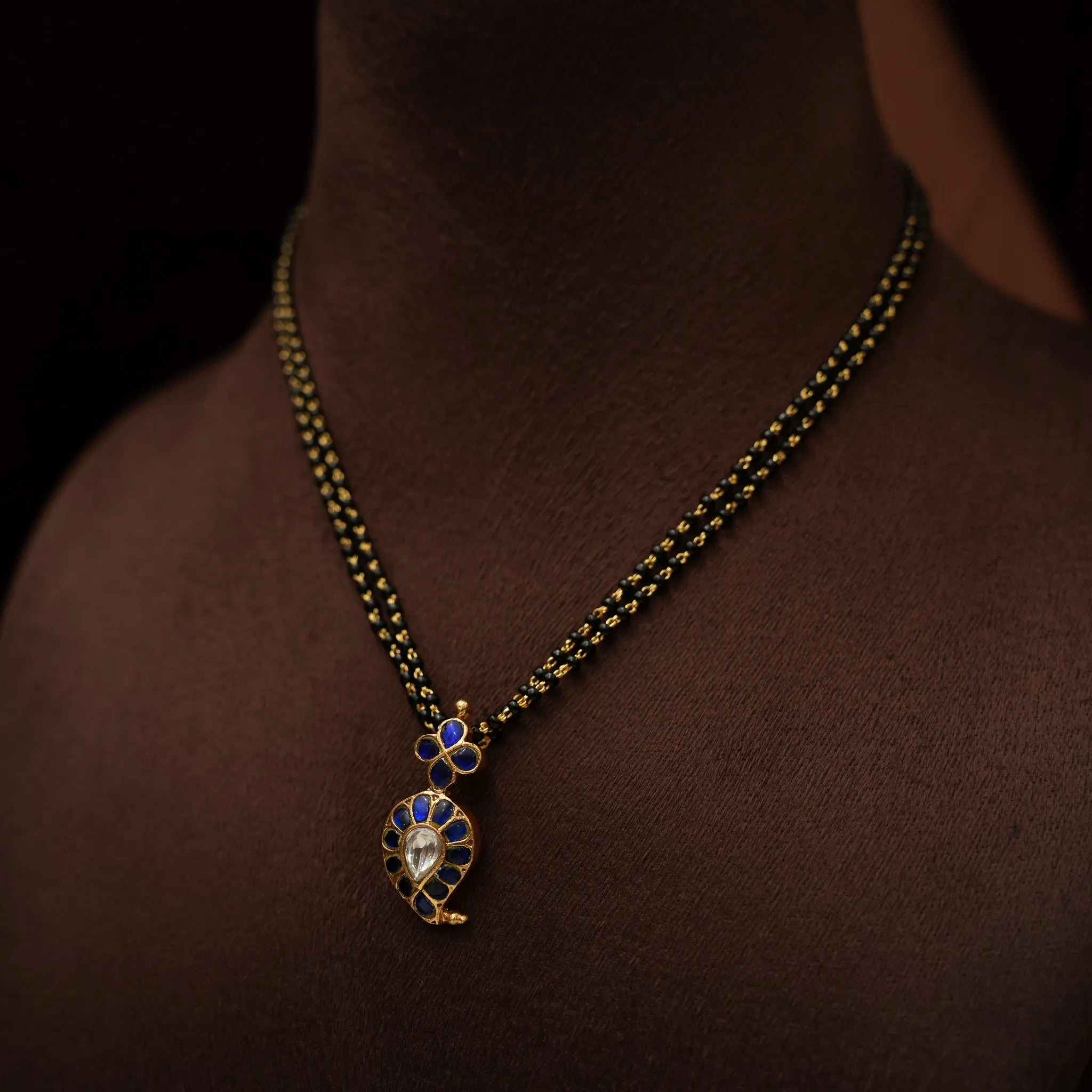 Rajani Antique Mangalsutra Necklace - Blue