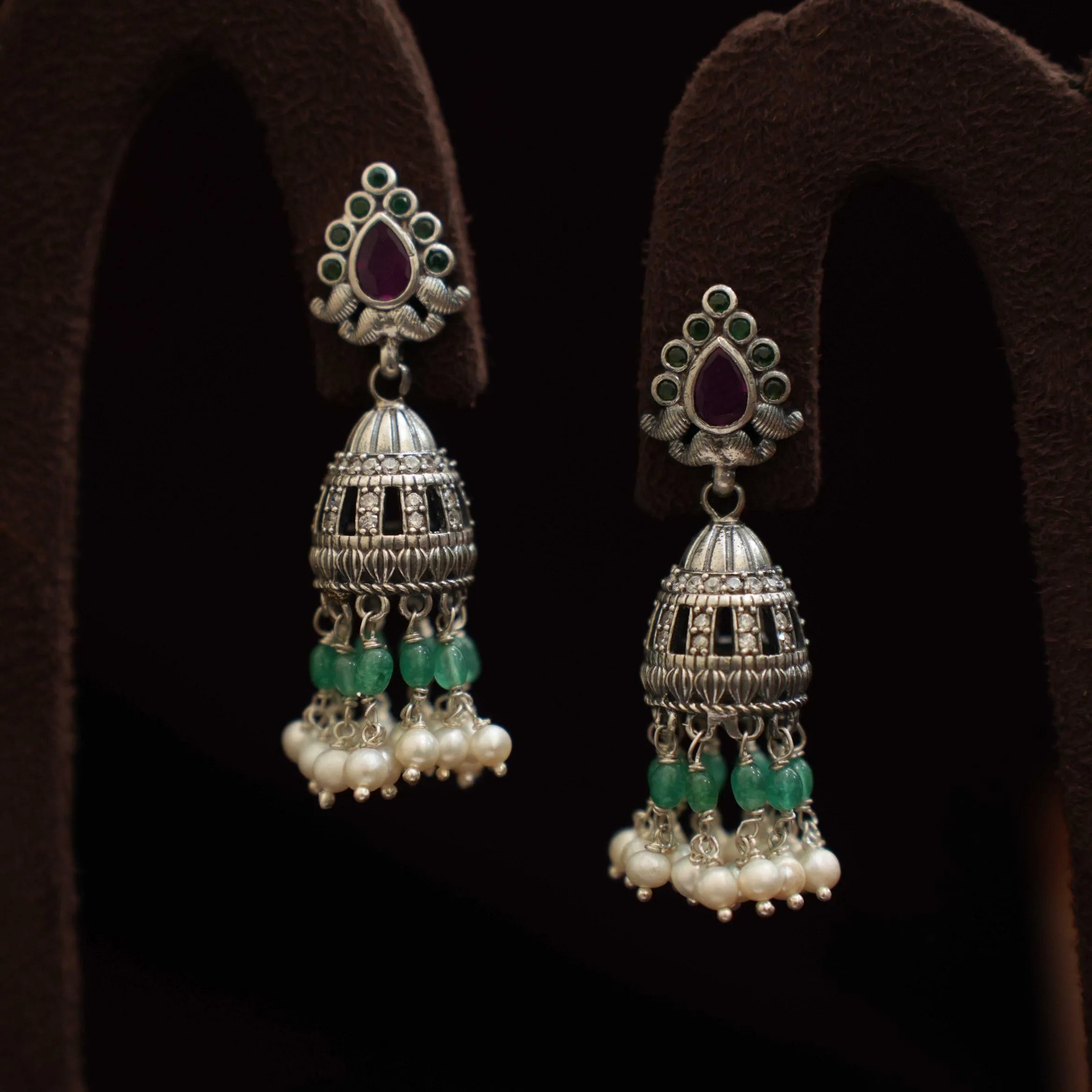 Ranav Silver Jhumka Earrings