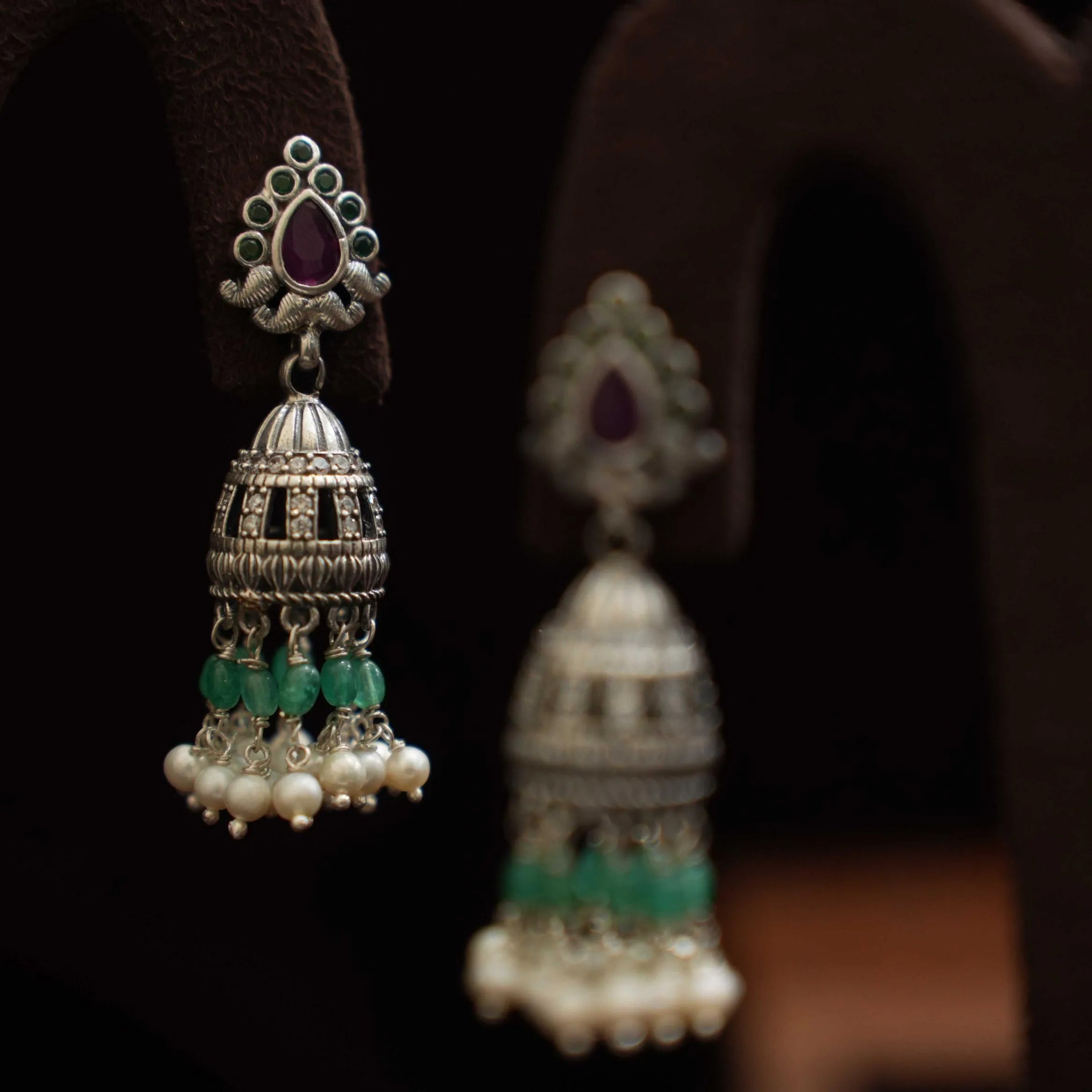 Ranav Silver Jhumka Earrings