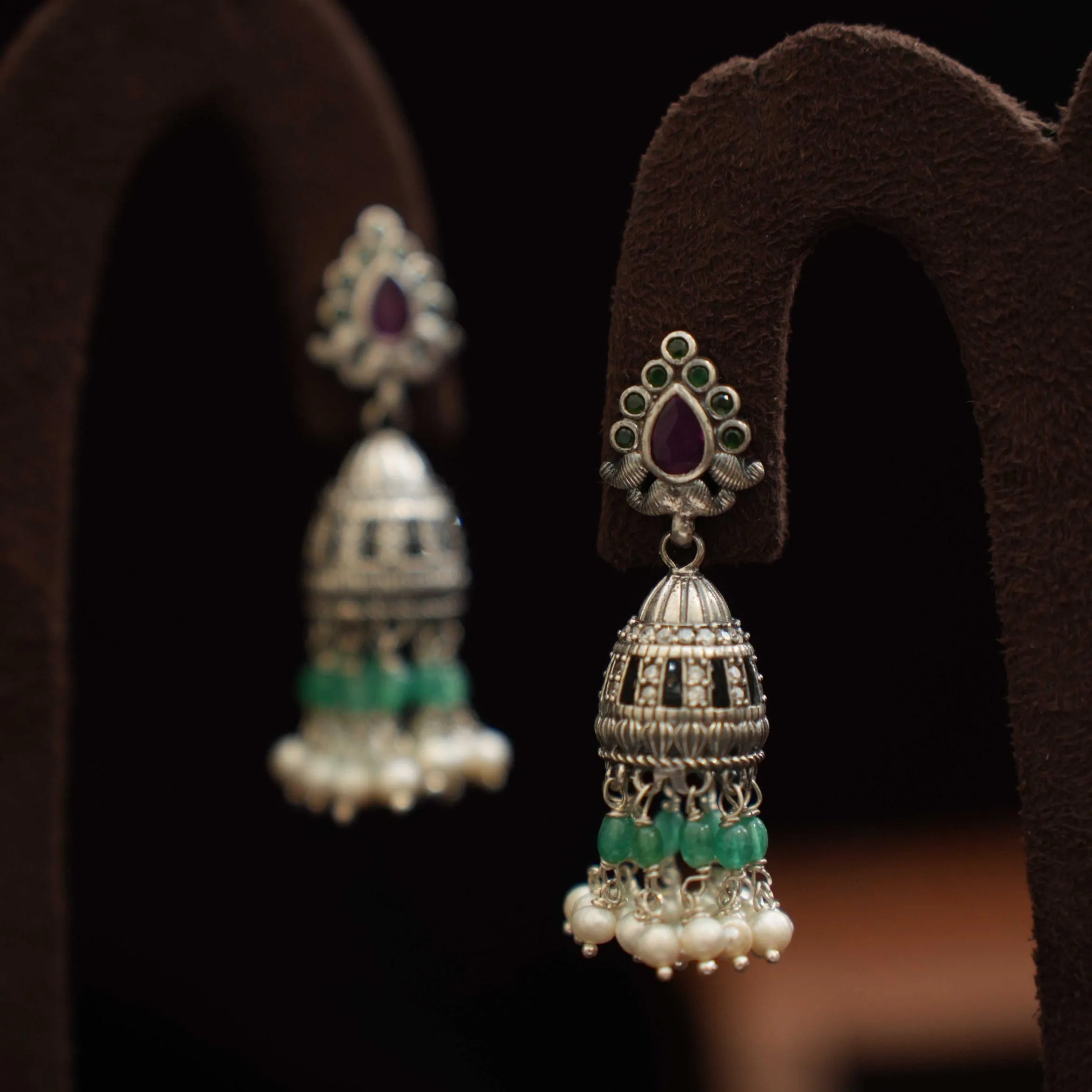 Ranav Silver Jhumka Earrings