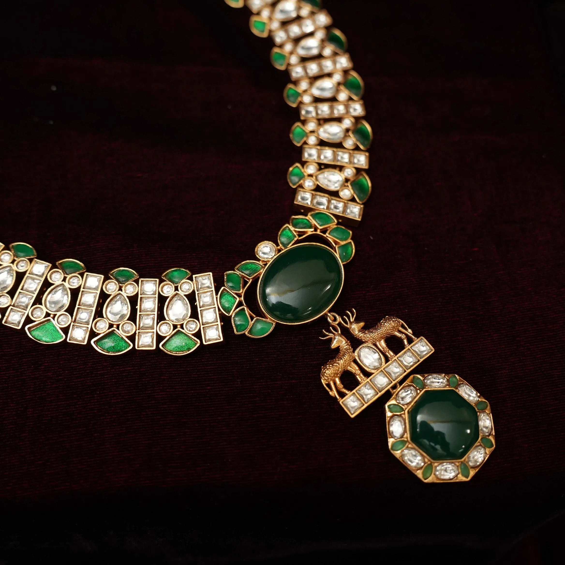 Ravy Victorian Necklace - Green - Rimli Boutique