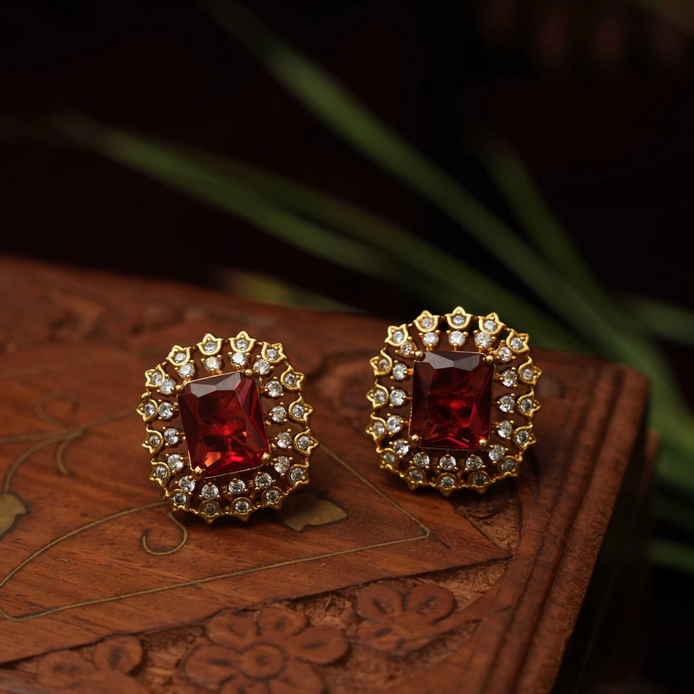 Rebaca Zircon Ear Stud - Red