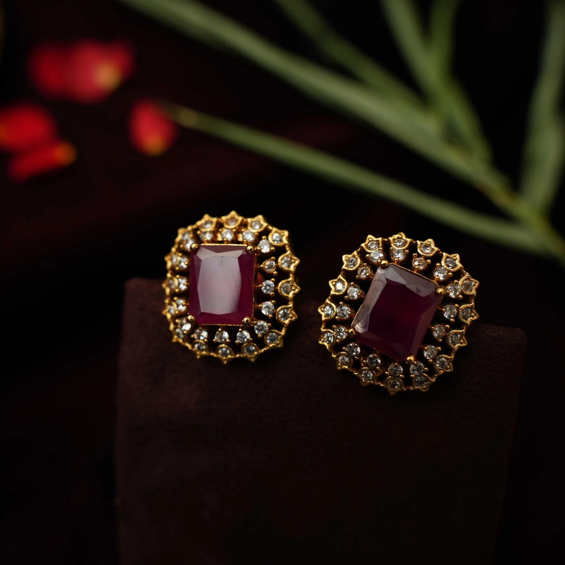 Rebaca Zircon Ear Stud - Maroon